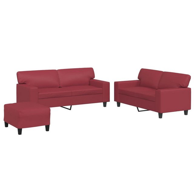 vidaXL Sofa 3-tlg. Sofagarnitur Weinrot Kunstleder günstig online kaufen