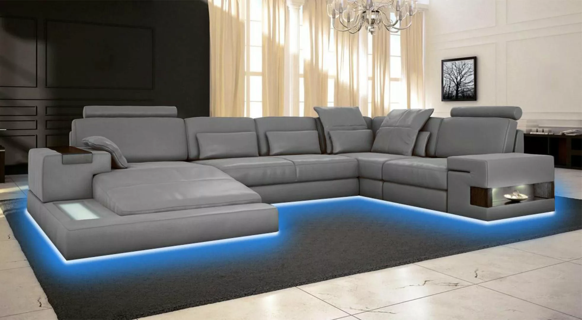 Xlmoebel Ecksofa Wohnlandschaft Ledersofa mit USB Anschluss und Eckcouch in günstig online kaufen