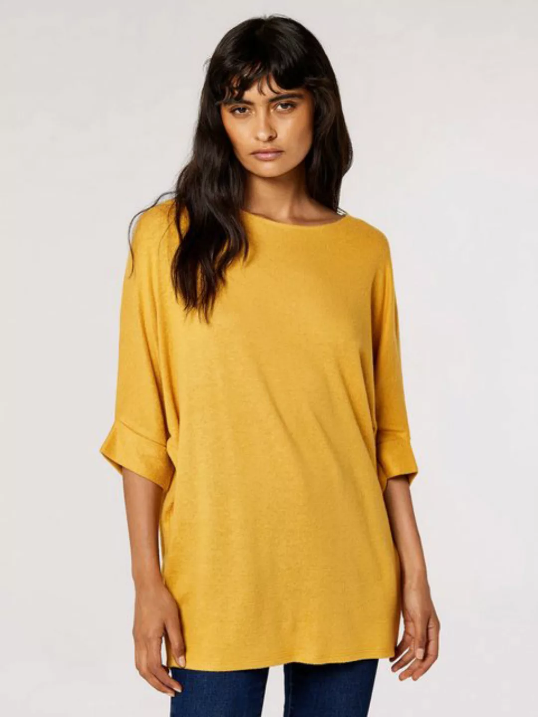 Apricot Rundhalsshirt Longshirt, (1-tlg) mit Fledermausärmeln günstig online kaufen