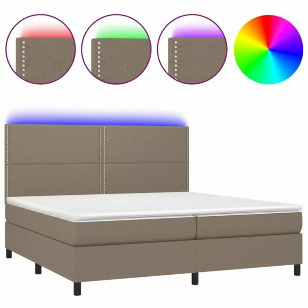 vidaXL Boxspringbett Boxspringbett mit Matratze LED Taupe 200x200 cm Stoff günstig online kaufen