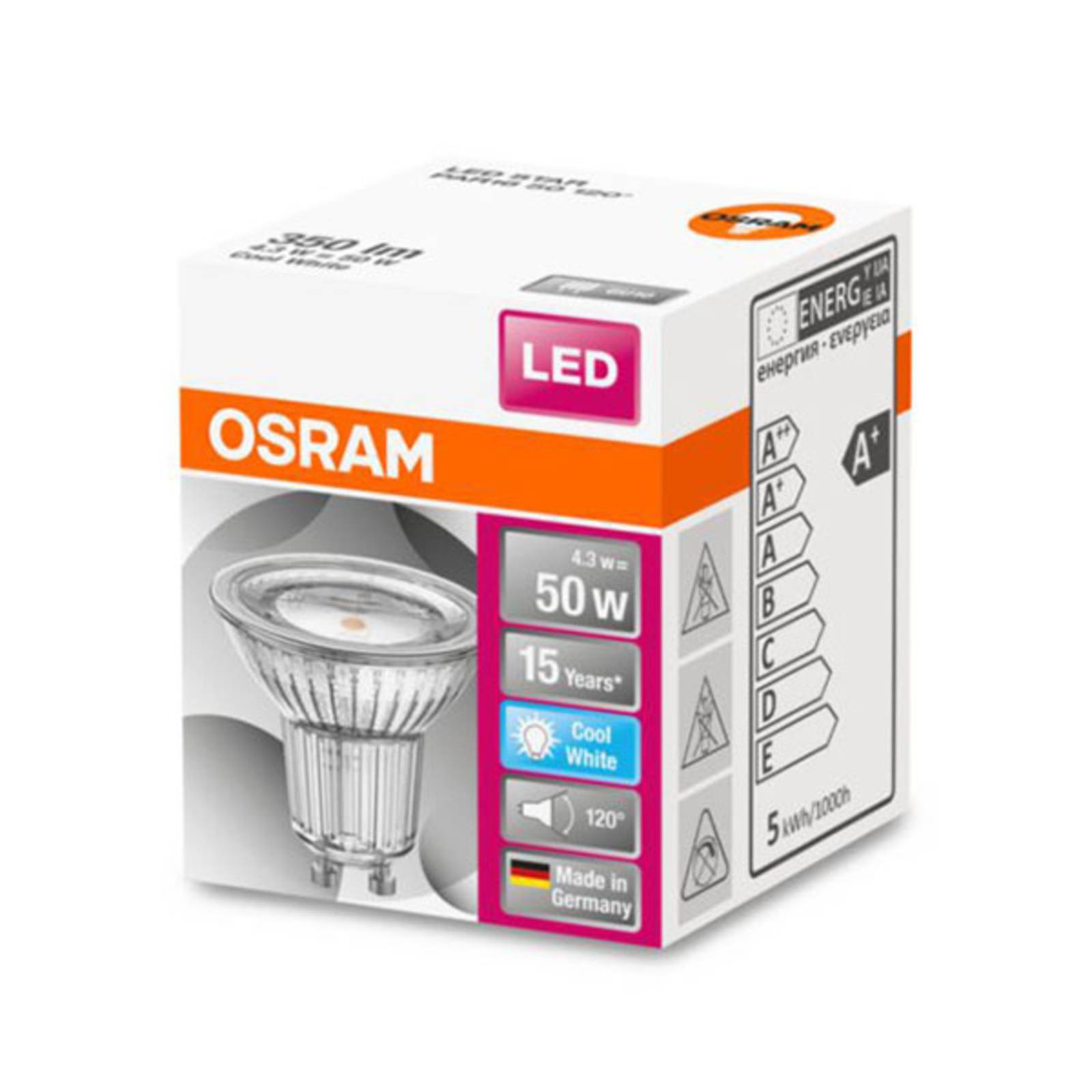 Osram LED-Leuchtmittel GU10 4,3 W Neutralweiß 350 lm EEK: G 5,6 x 5,1 cm (H günstig online kaufen