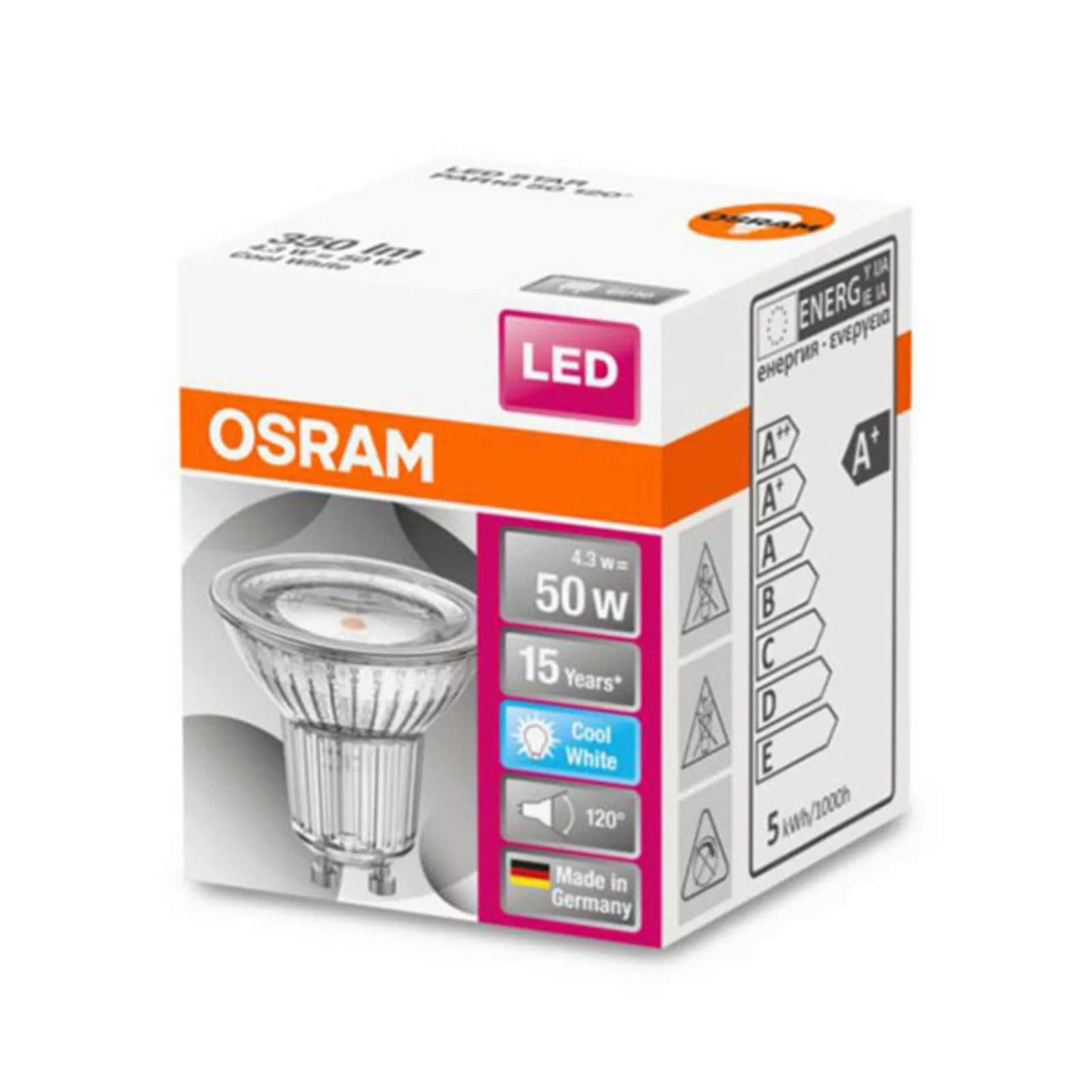 Osram LED-Leuchtmittel GU10 4,3 W Neutralweiß 350 lm EEK: G 5,6 x 5,1 cm (H günstig online kaufen