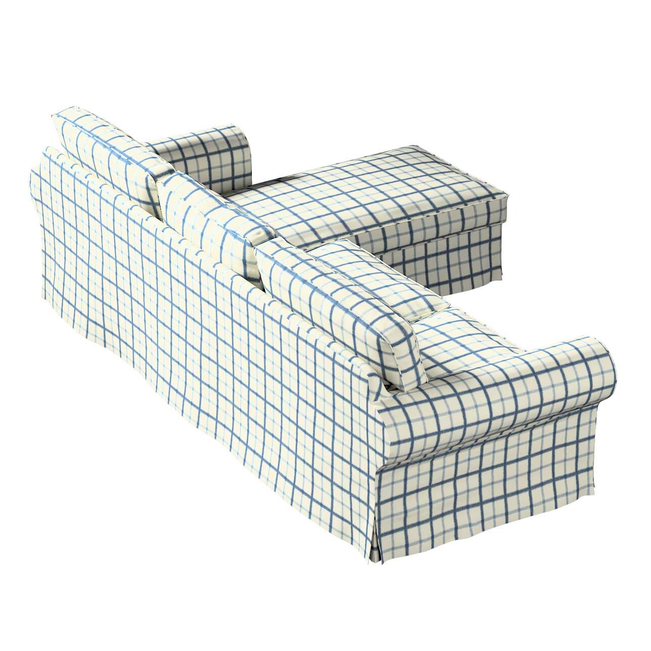 Bezug für Ektorp 2-Sitzer Sofa mit Recamiere, blau-creme, Ektorp 2-Sitzer S günstig online kaufen