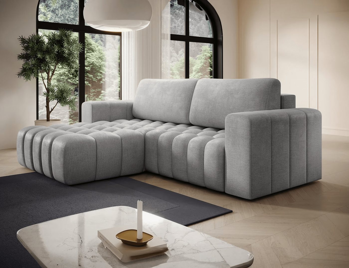 Myhomelando Ecksofa Bonett, mit Schlaffunktion und Bettkasten, Velour-Stoff günstig online kaufen