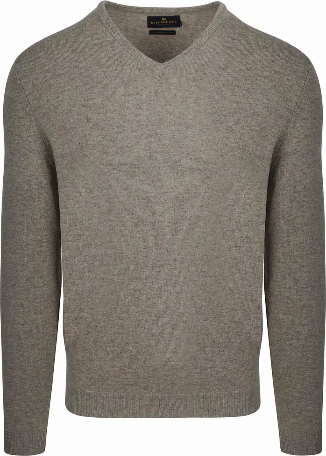 Steppin' Out Pullover V-Ausschnitt Merinowolle Taupe - Größe XXL günstig online kaufen