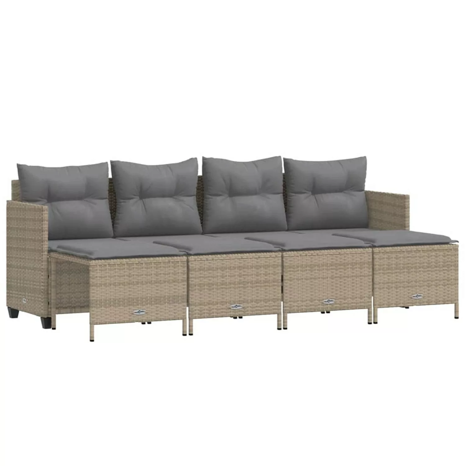 vidaXL 5-tlg Garten-Sofagarnitur mit Kissen Beige Poly Rattan Modell 194 günstig online kaufen