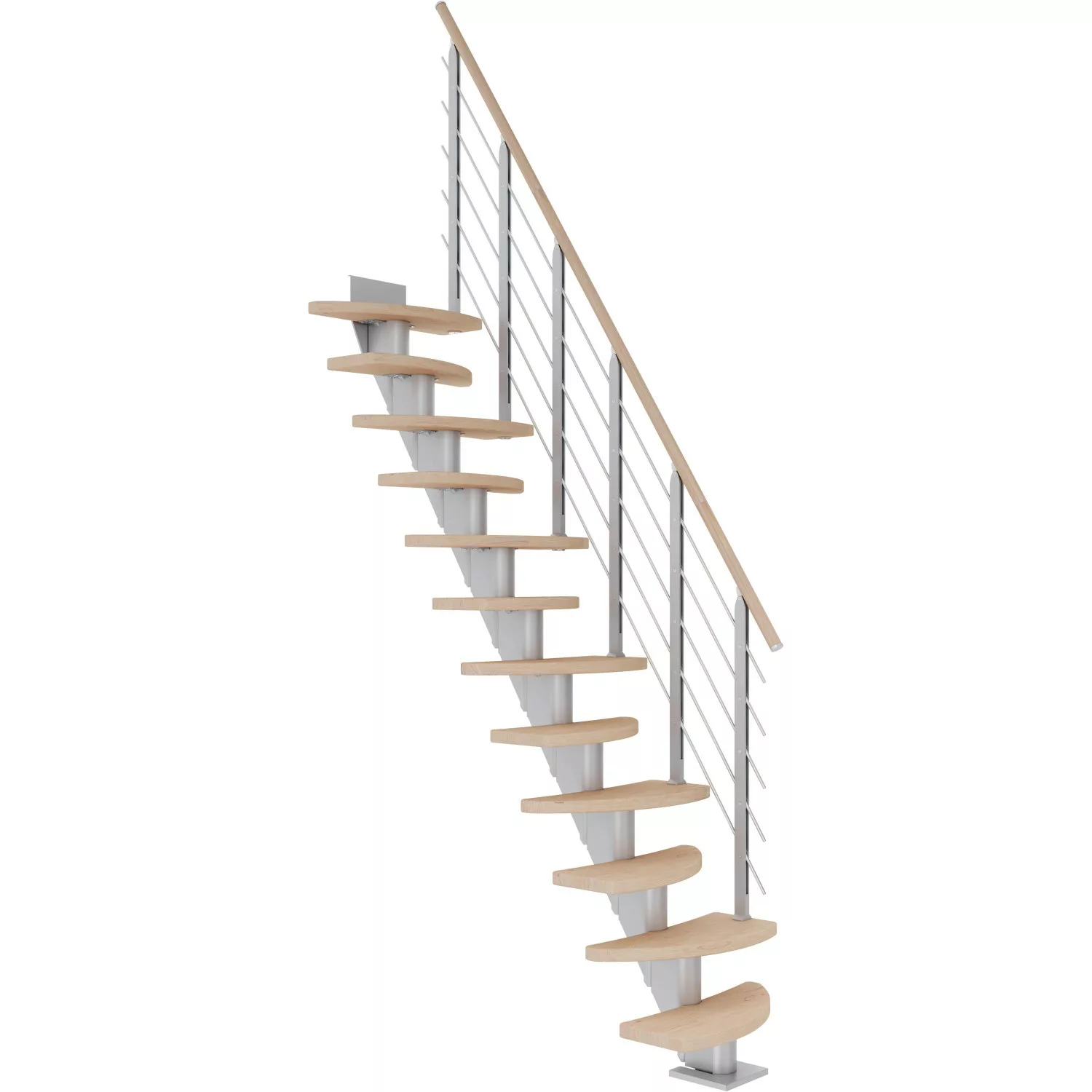 Dolle Mittelholmtreppe Berlin Eiche Weiß Perlgrau GH bis 247 cm Variabel 64 günstig online kaufen