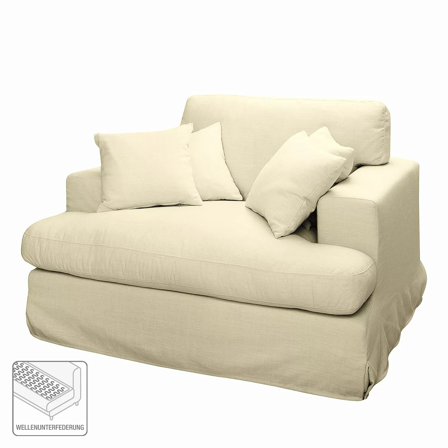 home24 Maison Belfort Sessel Mormès Cremeweiß Webstoff 129x95x105 cm (BxHxT günstig online kaufen