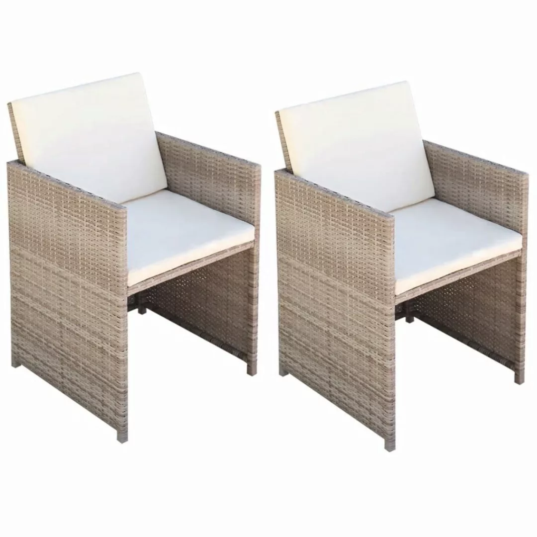 Gartenstühle 2 Stk. Mit Polstern Und Kissen Poly Rattan Beige günstig online kaufen