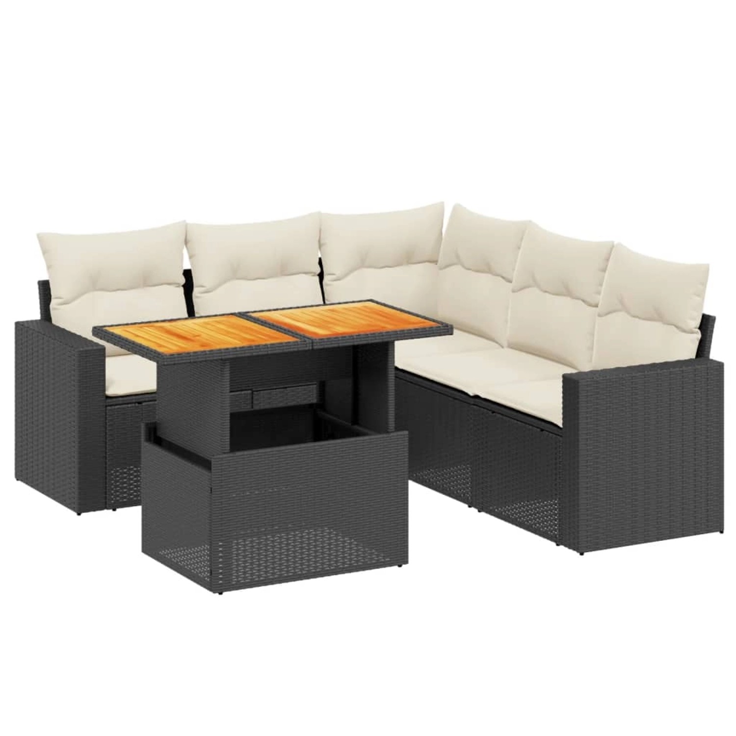 vidaXL 6-Tlg Garten-Sofagarnitur mit Kissen Schwarz Poly Rattan 3271308 günstig online kaufen