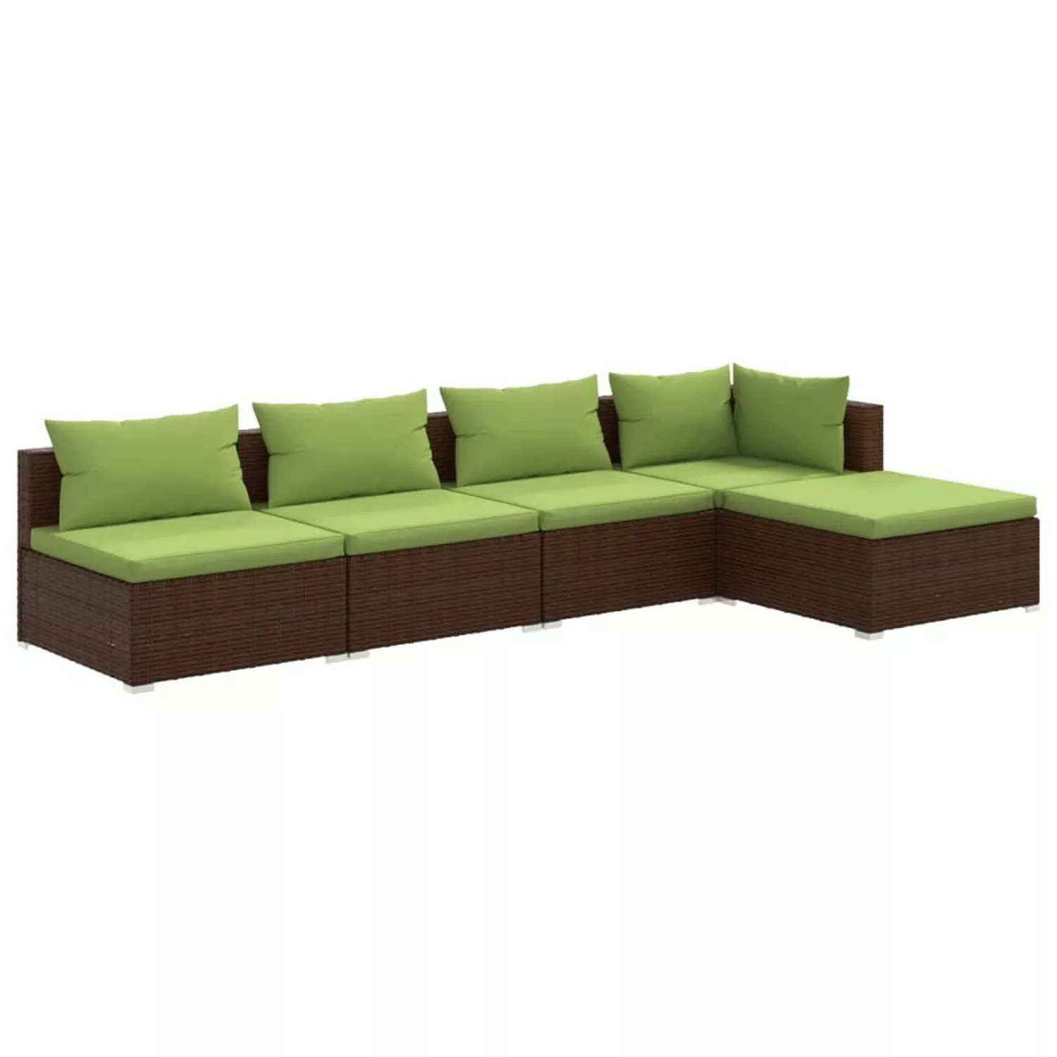 vidaXL 5-tlg Garten-Lounge-Set mit Kissen Poly Rattan Braun Modell 24 günstig online kaufen