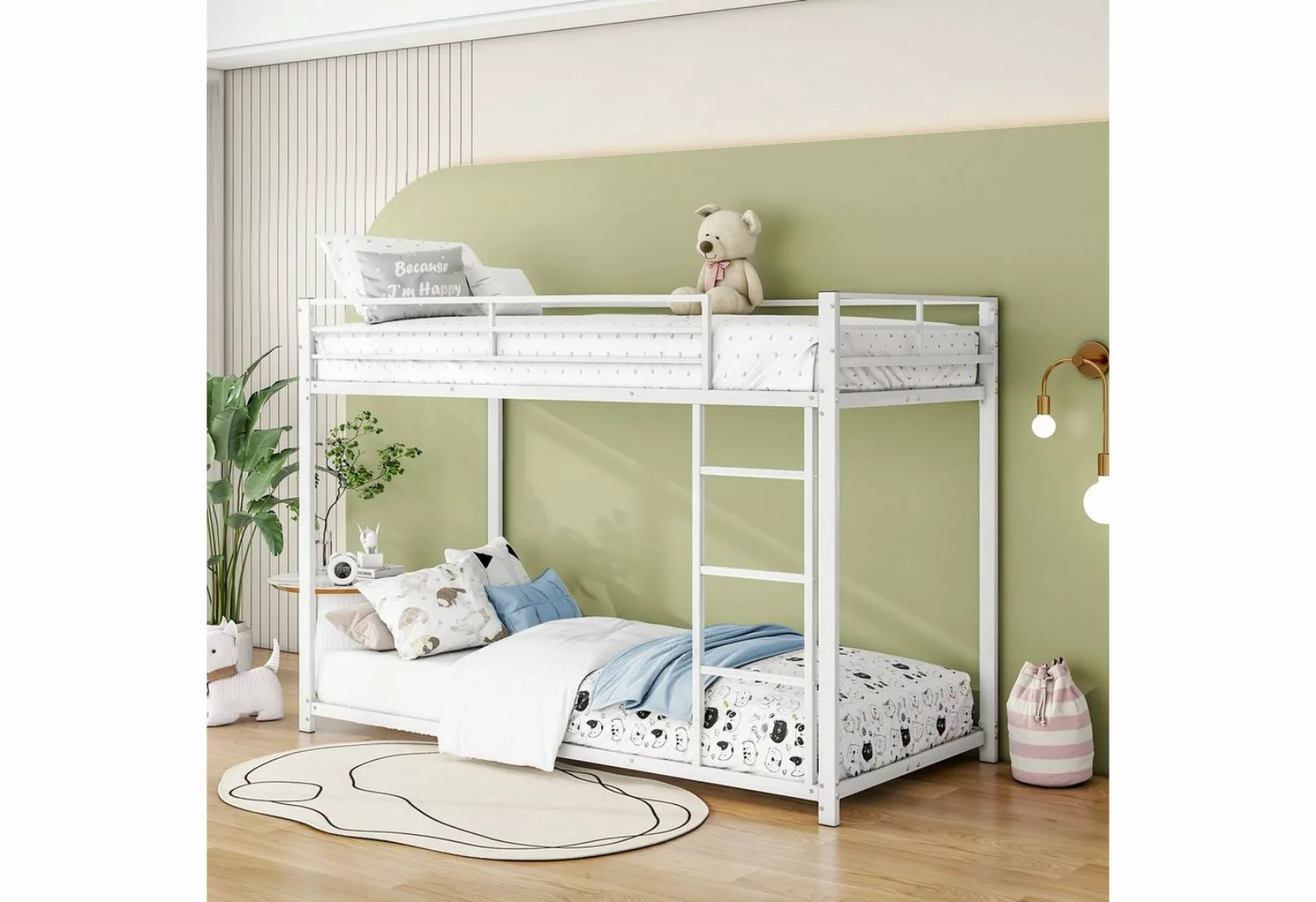 Flieks Etagenbett, Kinderbett Metallbett Einzelbett mit Lattenrost und Leit günstig online kaufen