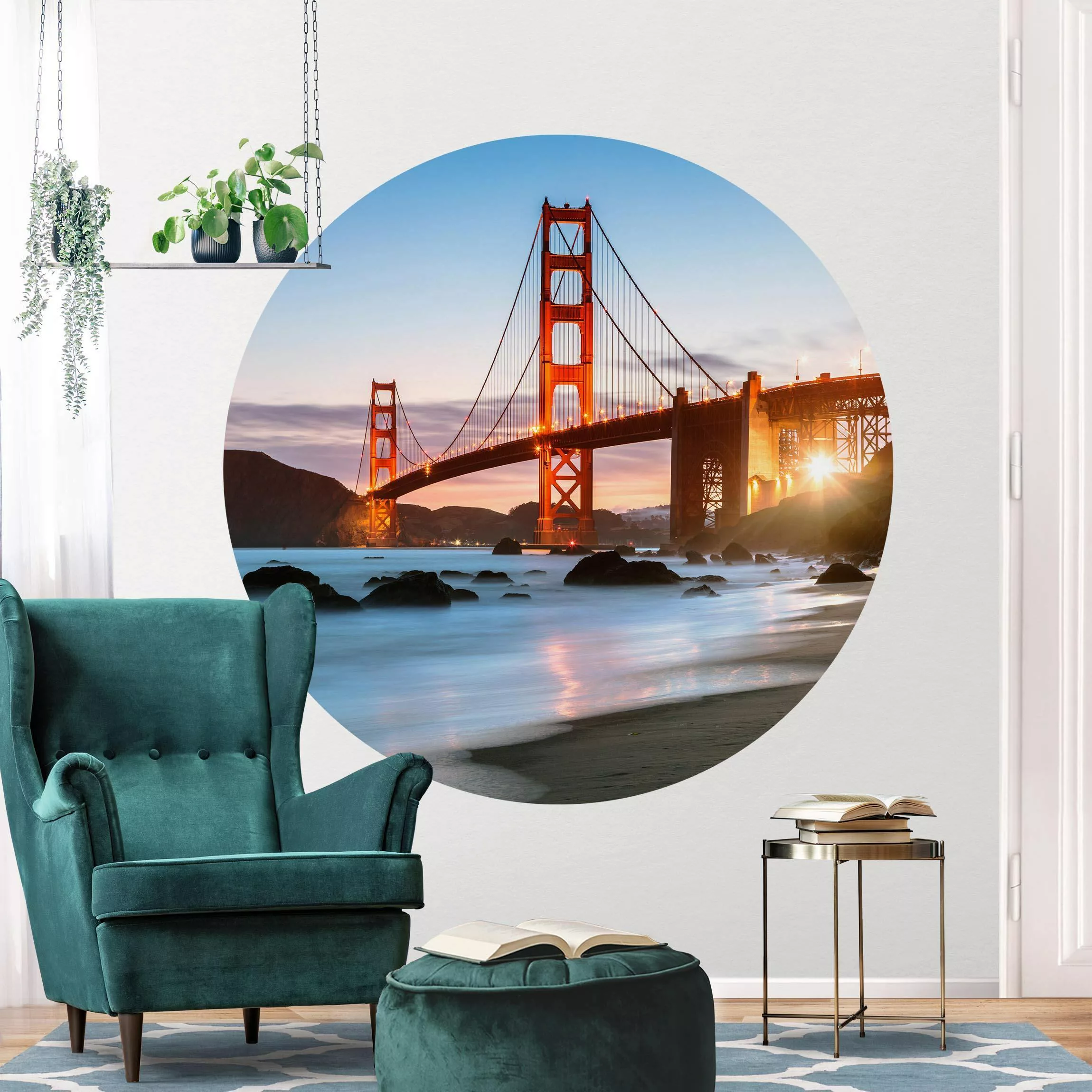 Runde Tapete selbstklebend San Francisco bei Dämmerung günstig online kaufen