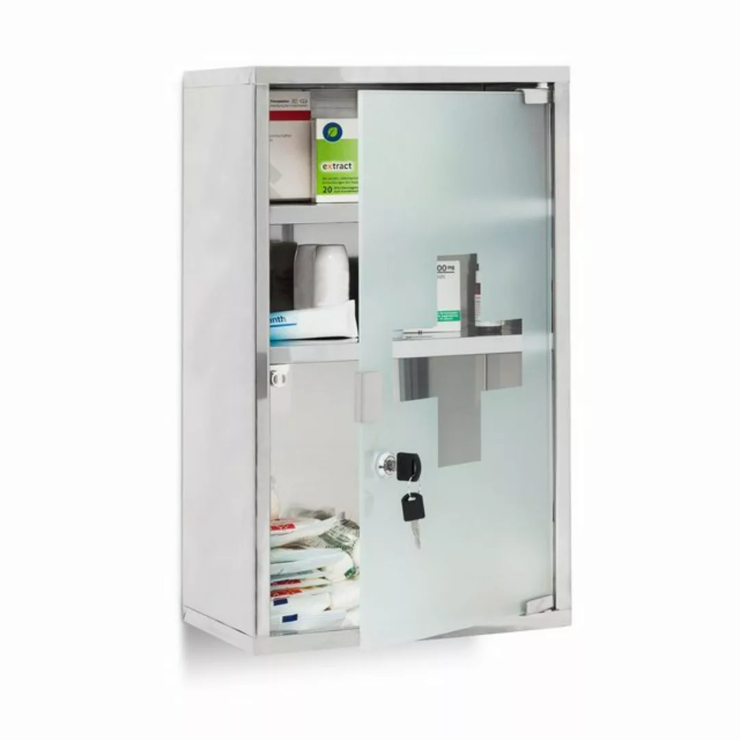 relaxdays Medizinschrank Medizinschrank EMERGENCY Edelstahl XL günstig online kaufen