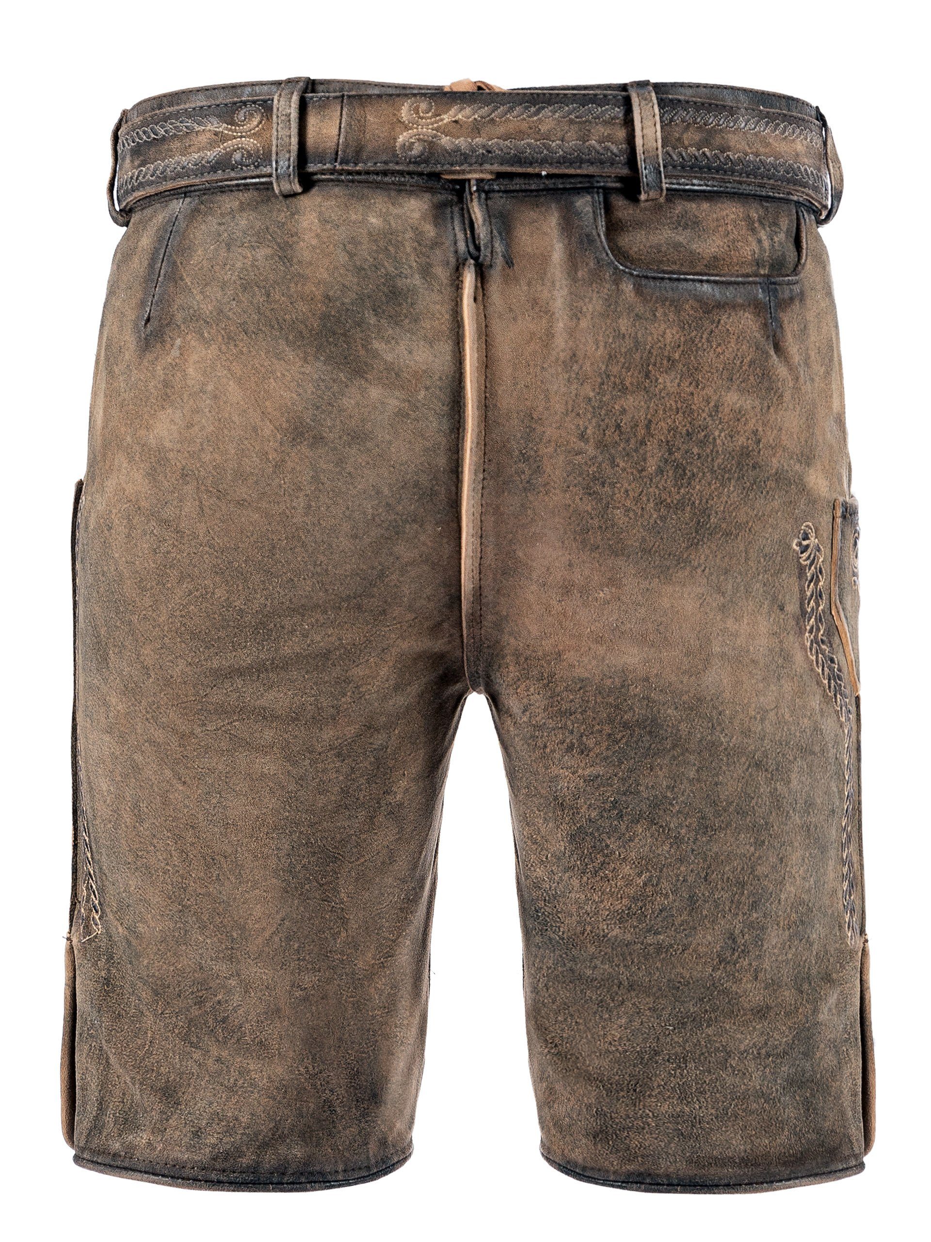 FUCHS Trachtenlederhose Lederhose kurz Fabian antik-stein günstig online kaufen
