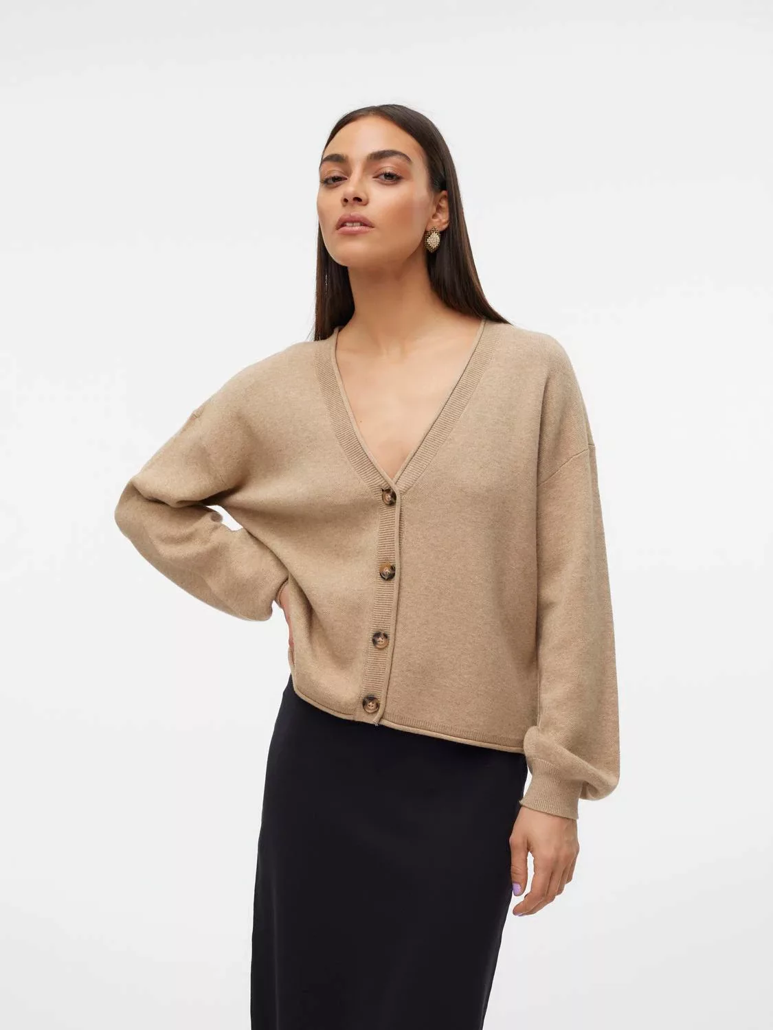 Vero Moda Strickjacke VMGOLD ROLL LS V-NECK CARDIGAN günstig online kaufen