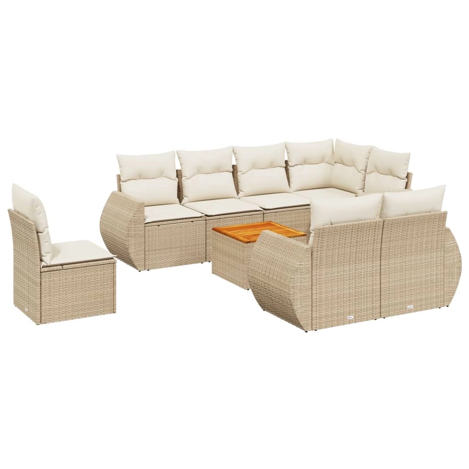 vidaXL 9-Tlg Garten-Sofagarnitur mit Kissen Beige Poly Rattan 3257430 günstig online kaufen