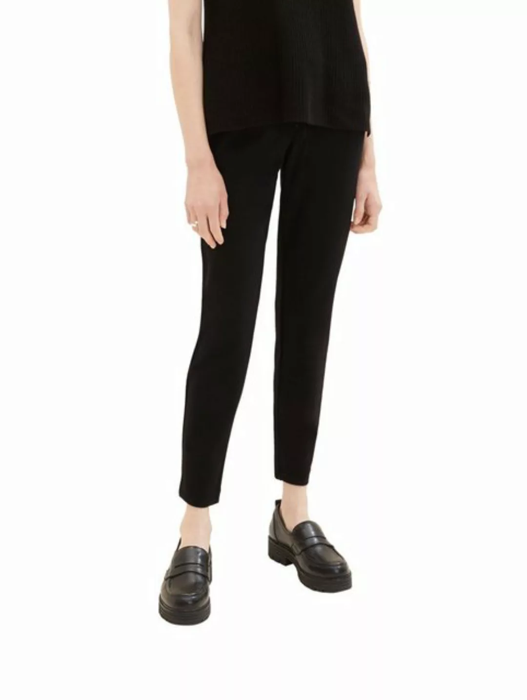 Tom Tailor Damen Hose JERSEY LOOSE ANKLE - Relaxed Fit Schwarz Blau Grau günstig online kaufen