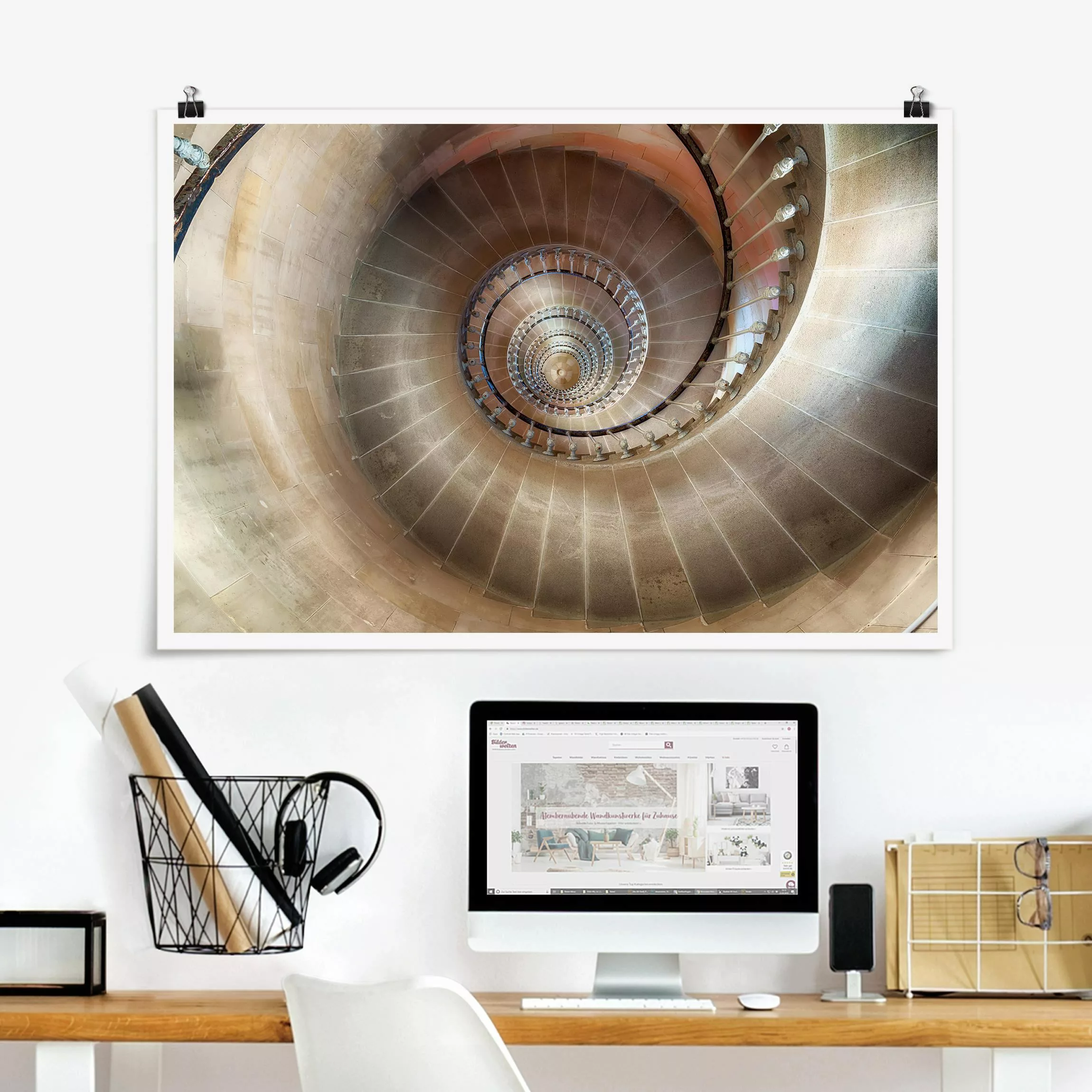 Poster Spiralförmiger Treppenaufgang in Chicago günstig online kaufen