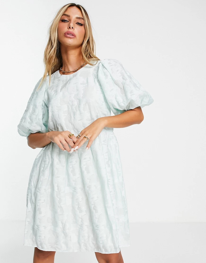 Envii – Mini-Hängerkleid aus blassgrünem Jacquard günstig online kaufen