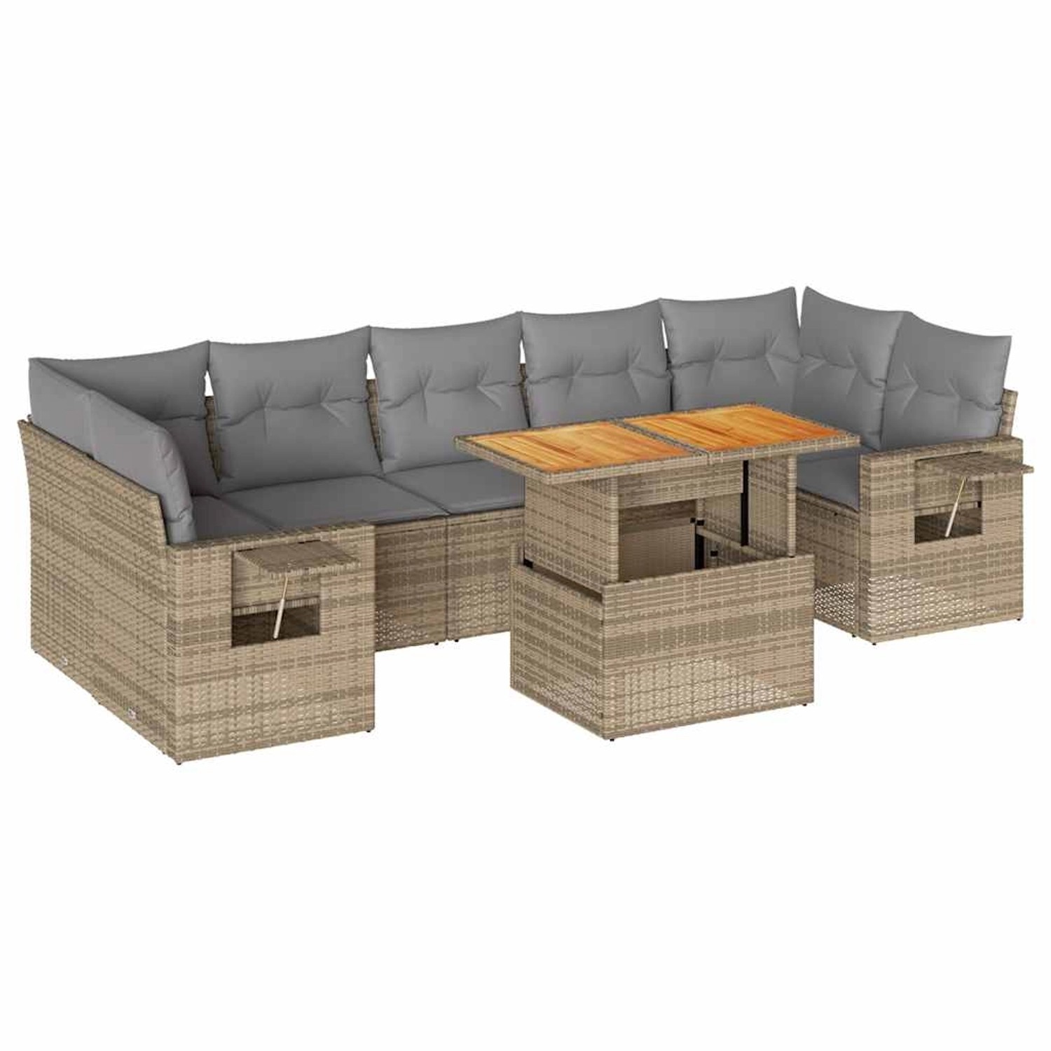 vidaXL 8-Tlg Garten-Sofagarnitur mit Kissen Beige Poly Rattan 3327125 günstig online kaufen