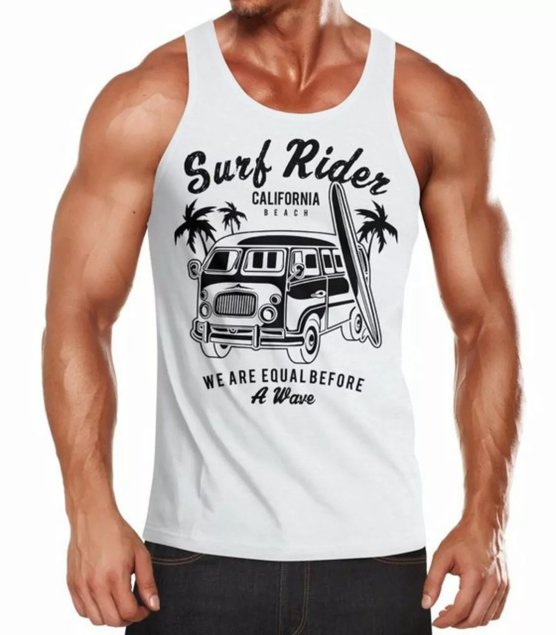 Neverless Tanktop Herren Tank Top T-Shirt Bus Surfing Retro mit Print günstig online kaufen