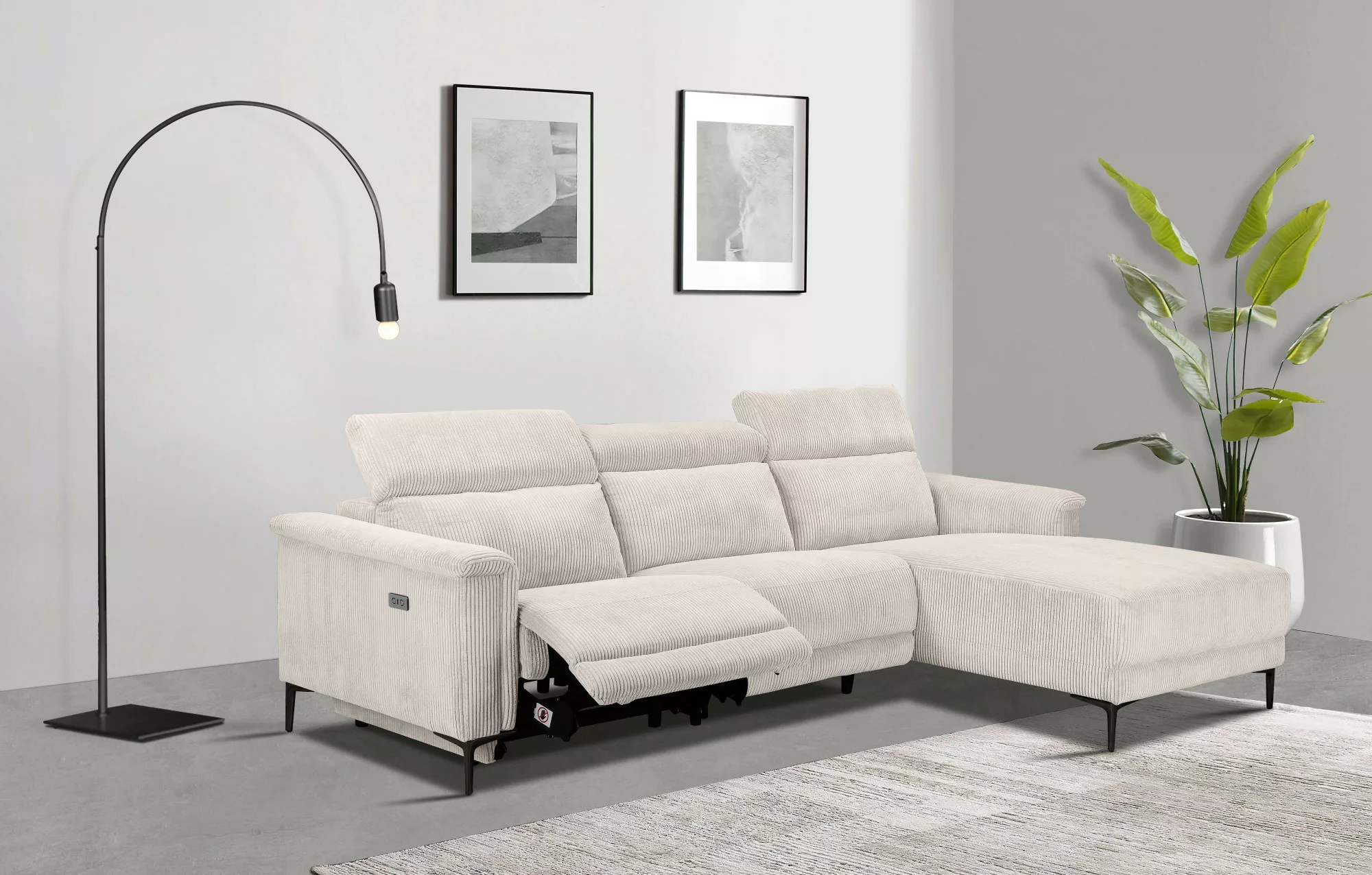 Places of Style Ecksofa "Lund in Cord, L-Form, 261 cm, mit manueller", o. e günstig online kaufen