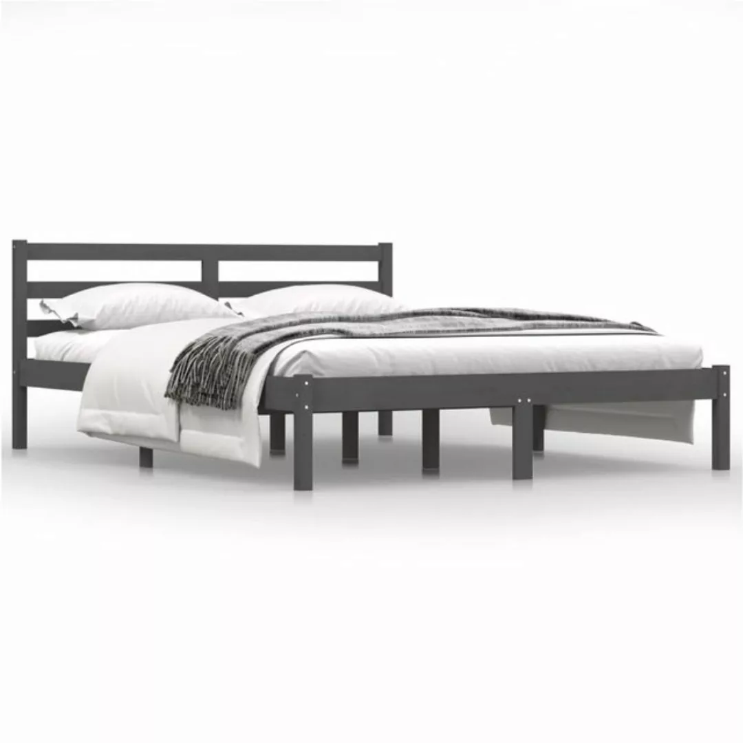 furnicato Bett Massivholzbett Kiefer 140x190 cm Grau günstig online kaufen