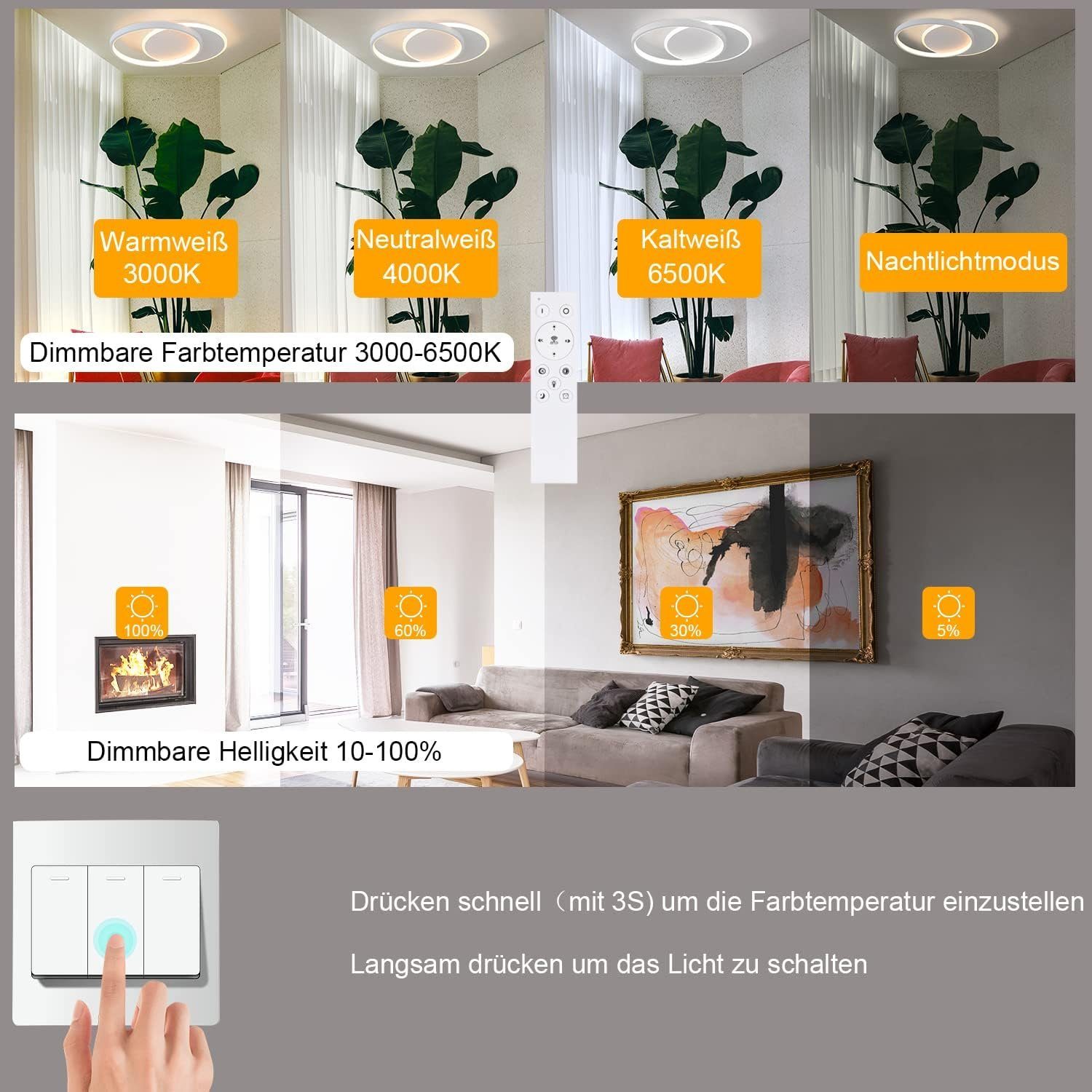 Nettlife LED Deckenleuchte Flach Weiß Dimmbar günstig online kaufen