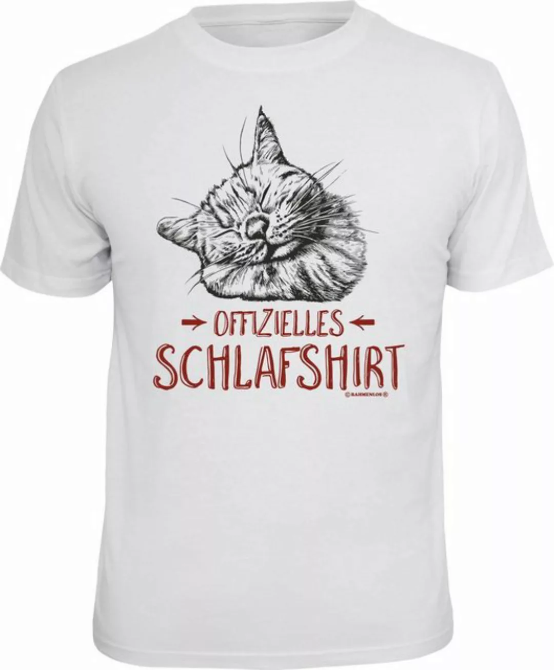 Rahmenlos T-Shirt Offizielles Schlafshirt süsse Katze günstig online kaufen