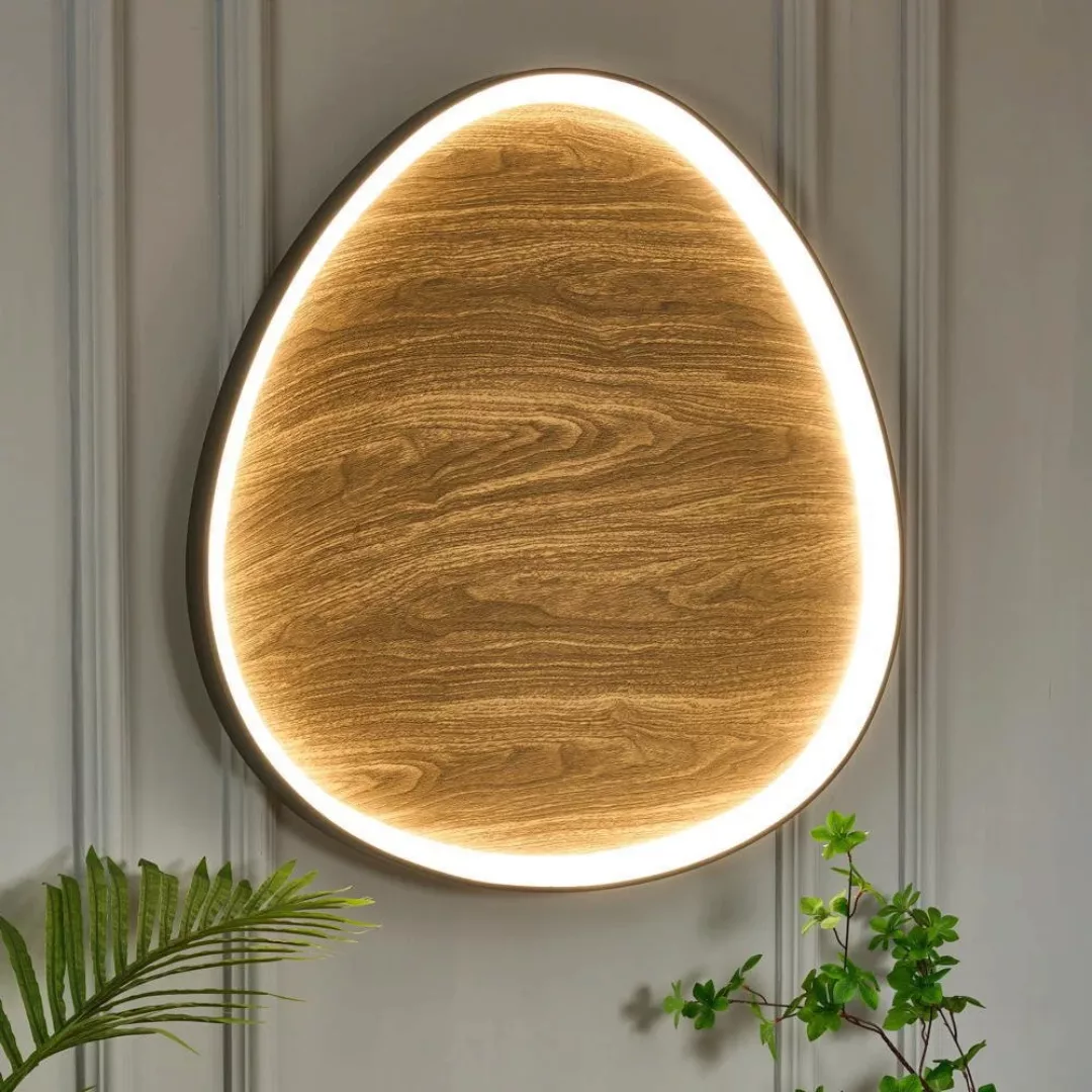 LED-Wandleuchte Bezi, holz hell, Ø 85 cm, Holz, CCT günstig online kaufen