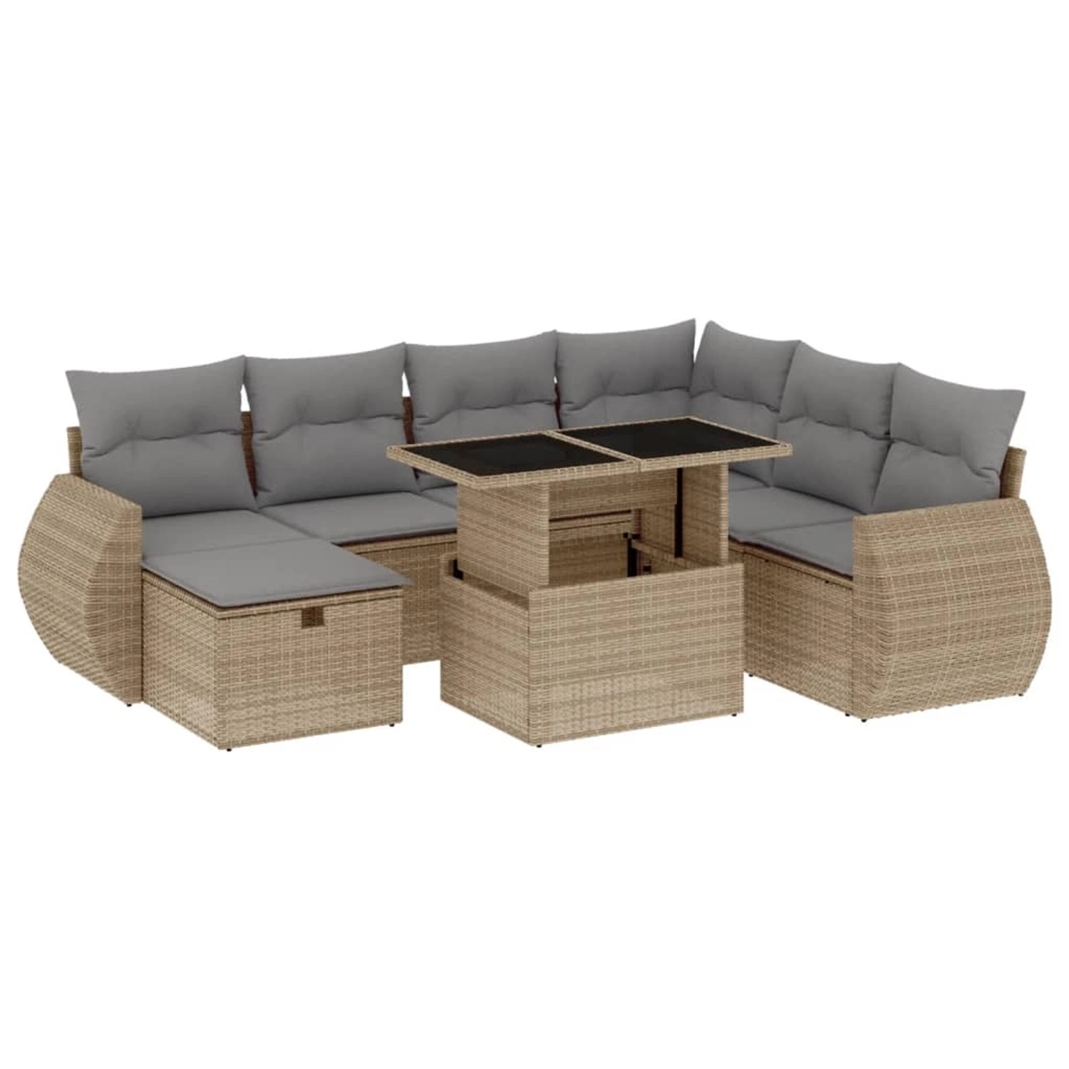 vidaXL 8-tlg Garten-Sofagarnitur mit Kissen Beige Poly Rattan Modell 330 günstig online kaufen