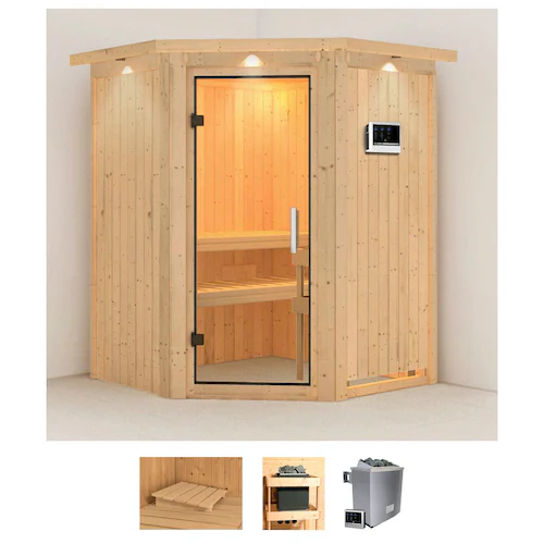 Karibu Sauna »Larin«, 9 KW-Ofen mit externer Steuerung günstig online kaufen