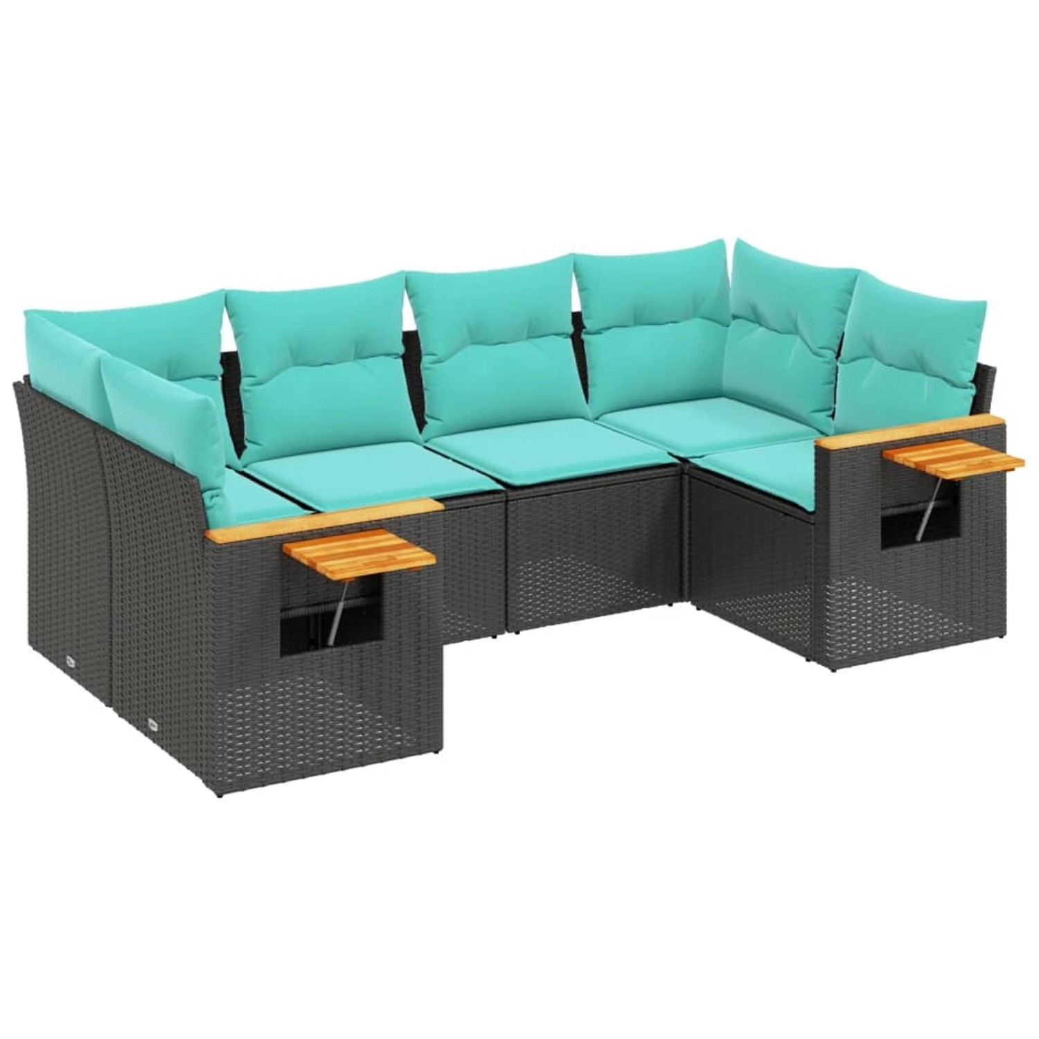 vidaXL 6-Tlg Garten-Sofagarnitur mit Kissen Schwarz Poly Rattan 3227100 günstig online kaufen