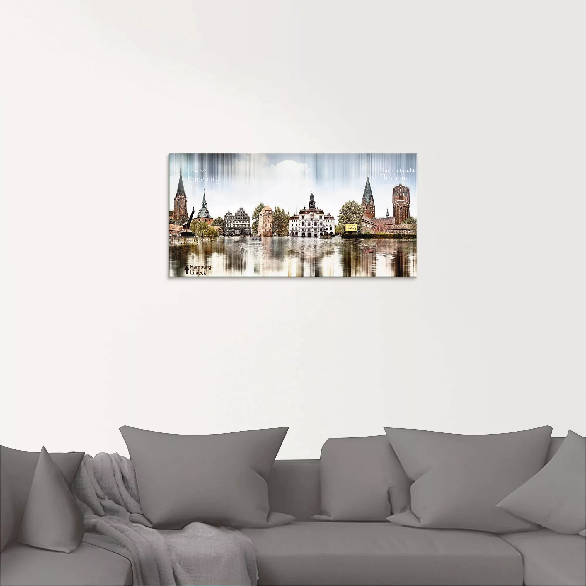 Artland Glasbild "Lüneburg Skyline Abstrakte Collage", Deutschland, (1 St.) günstig online kaufen