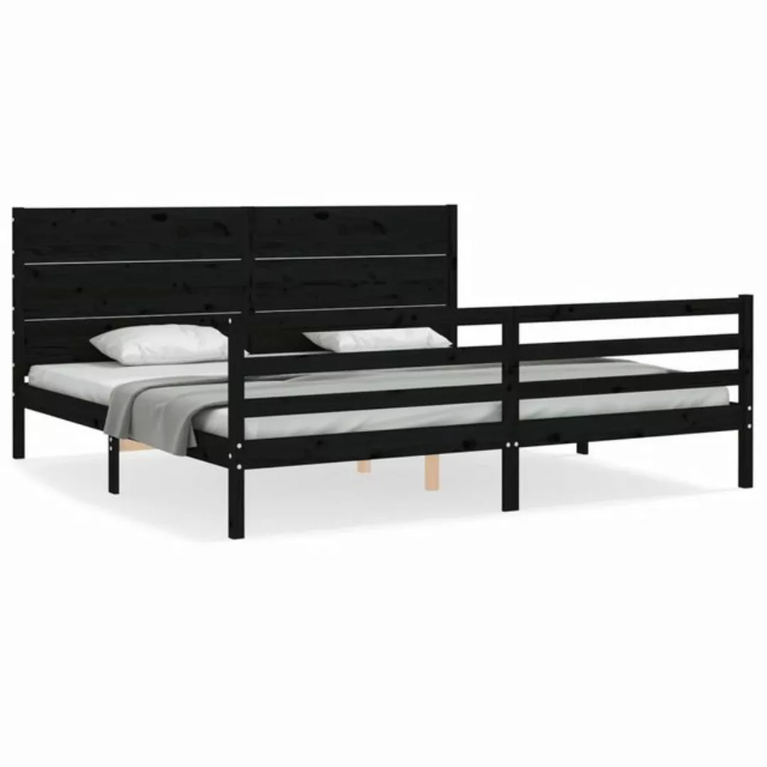 furnicato Bett Massivholzbett mit Kopfteil Schwarz 200x200 cm günstig online kaufen