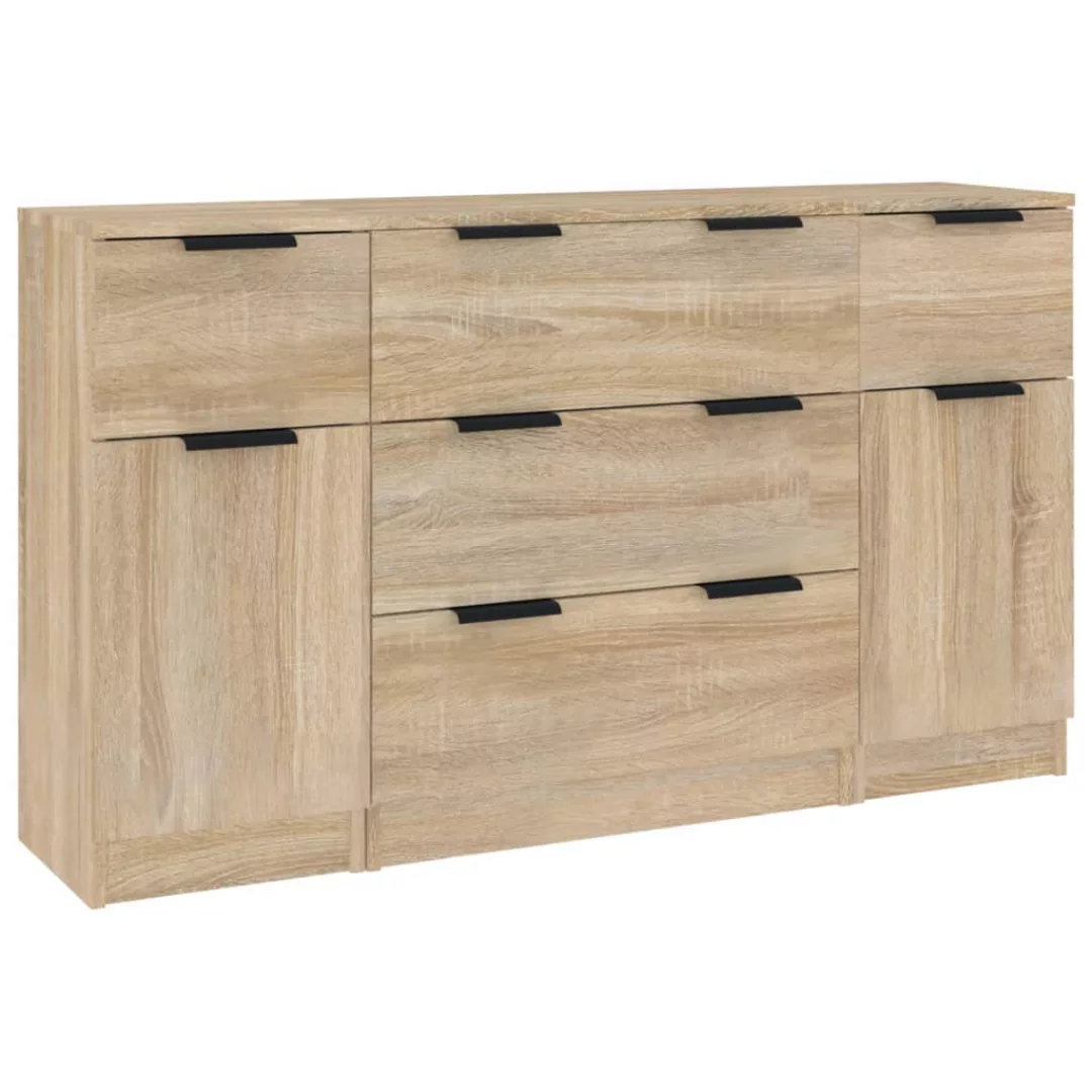 Vidaxl 3-tlg. Sideboard-set Sonoma-eiche Holzwerkstoff günstig online kaufen
