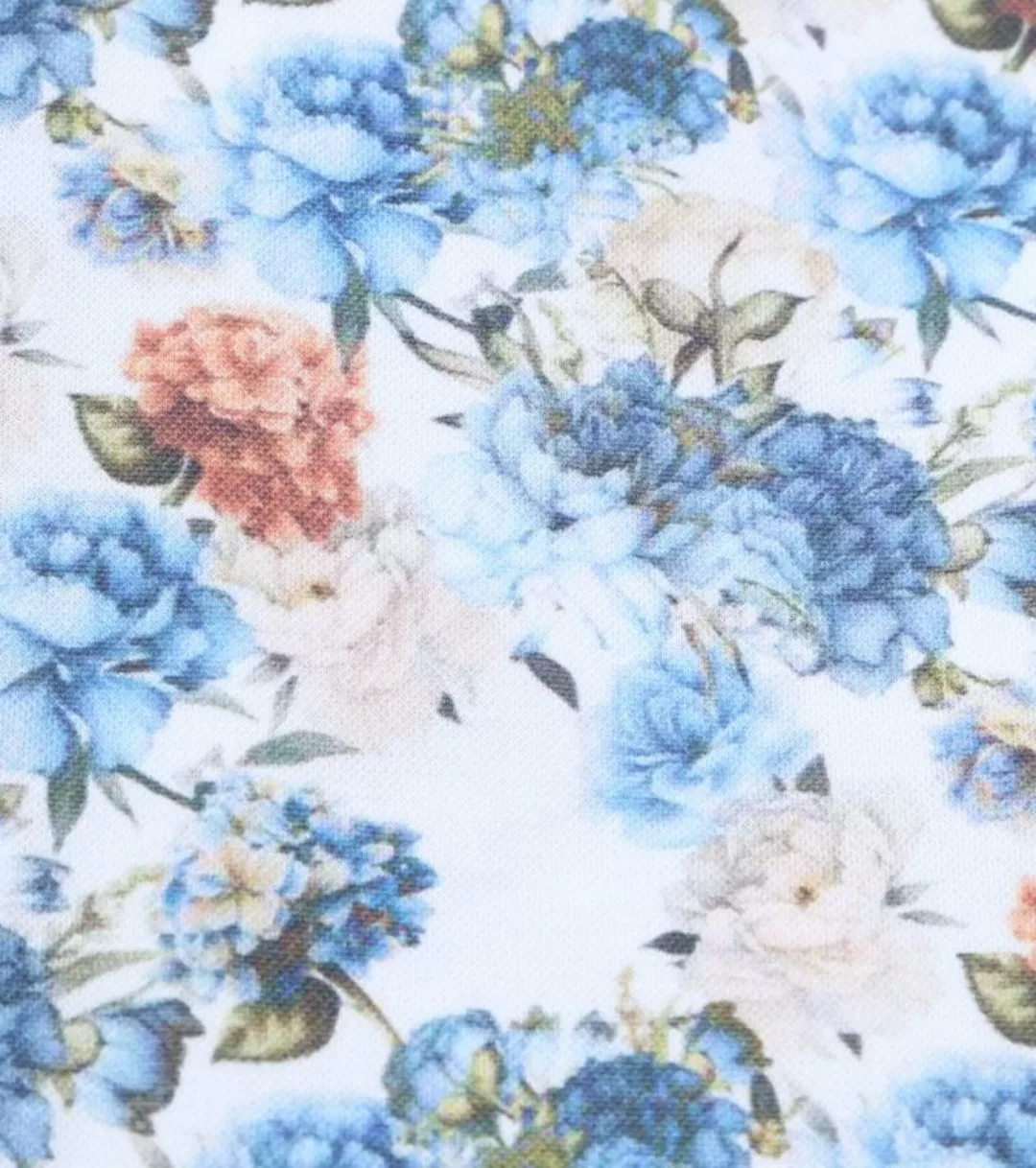 R2 Knitted Piqué Hemd Blumen Hellblau - Größe 46 günstig online kaufen