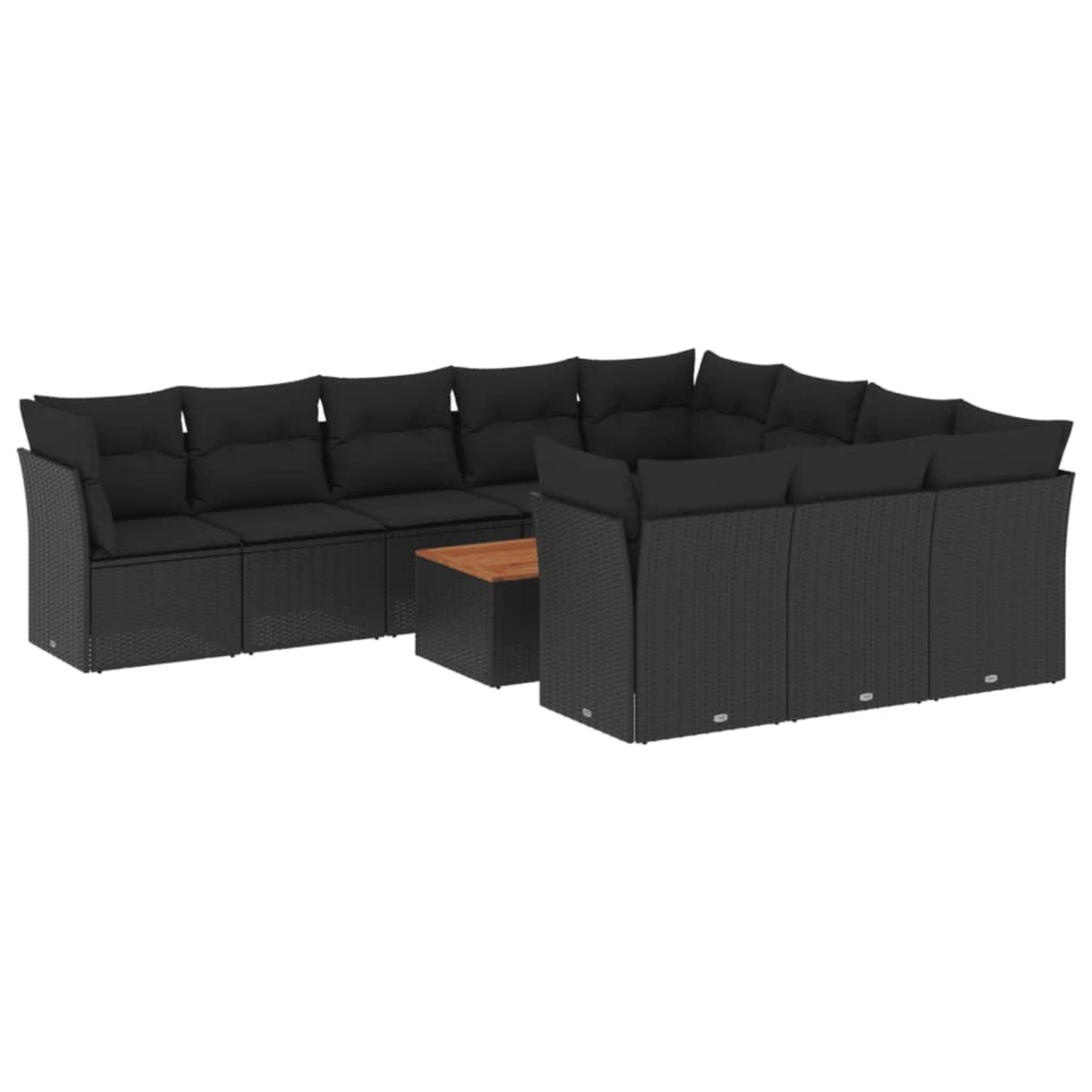 vidaXL 11-Tlg Garten-Sofagarnitur mit Kissen Schwarz Poly Rattan 3256167 günstig online kaufen