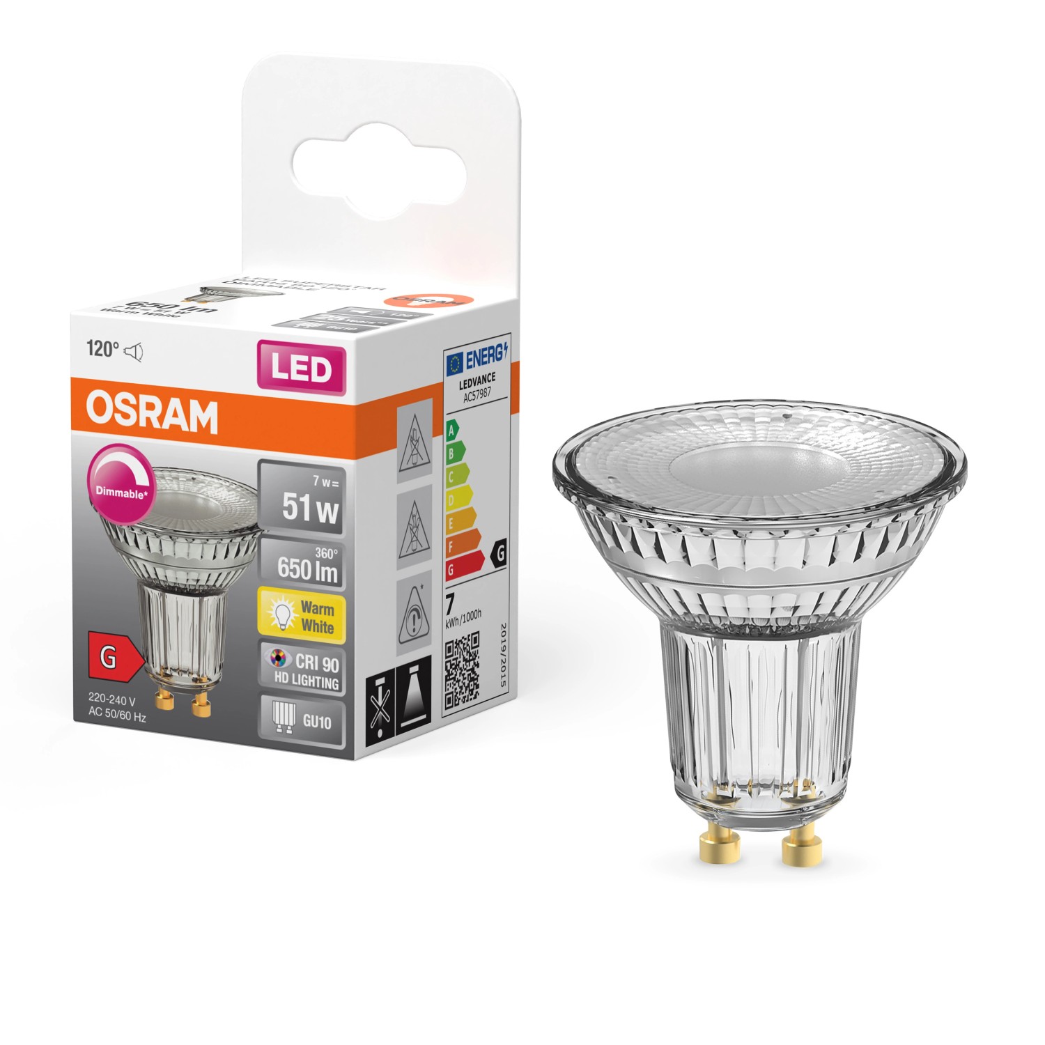 Osram LED-Leuchtmittel GU10 7,9 W Warmweiß 650 lm EEK: G 5,2 x 5 cm (H x Ø) günstig online kaufen