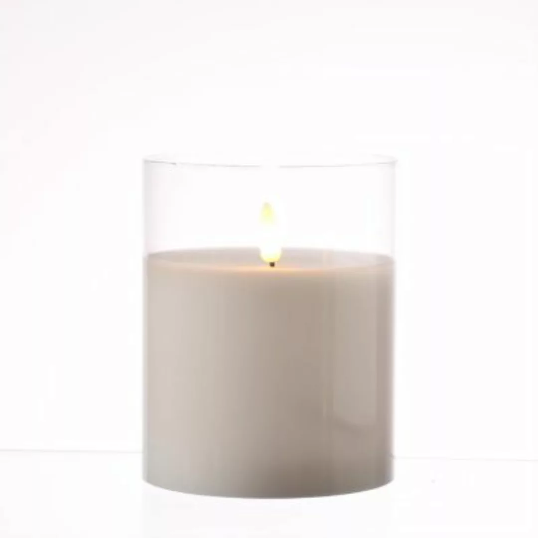 MARELIDA LED Kerze im Glas Windlicht flackernd D: 10cm H: 17,5cm weiß günstig online kaufen