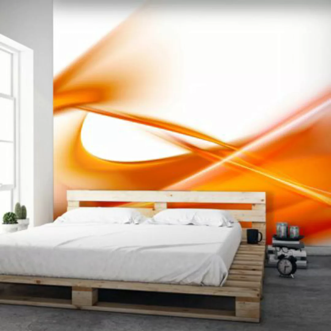 artgeist Fototapete Abstrakt - orangene orange/weiß Gr. 300 x 231 günstig online kaufen