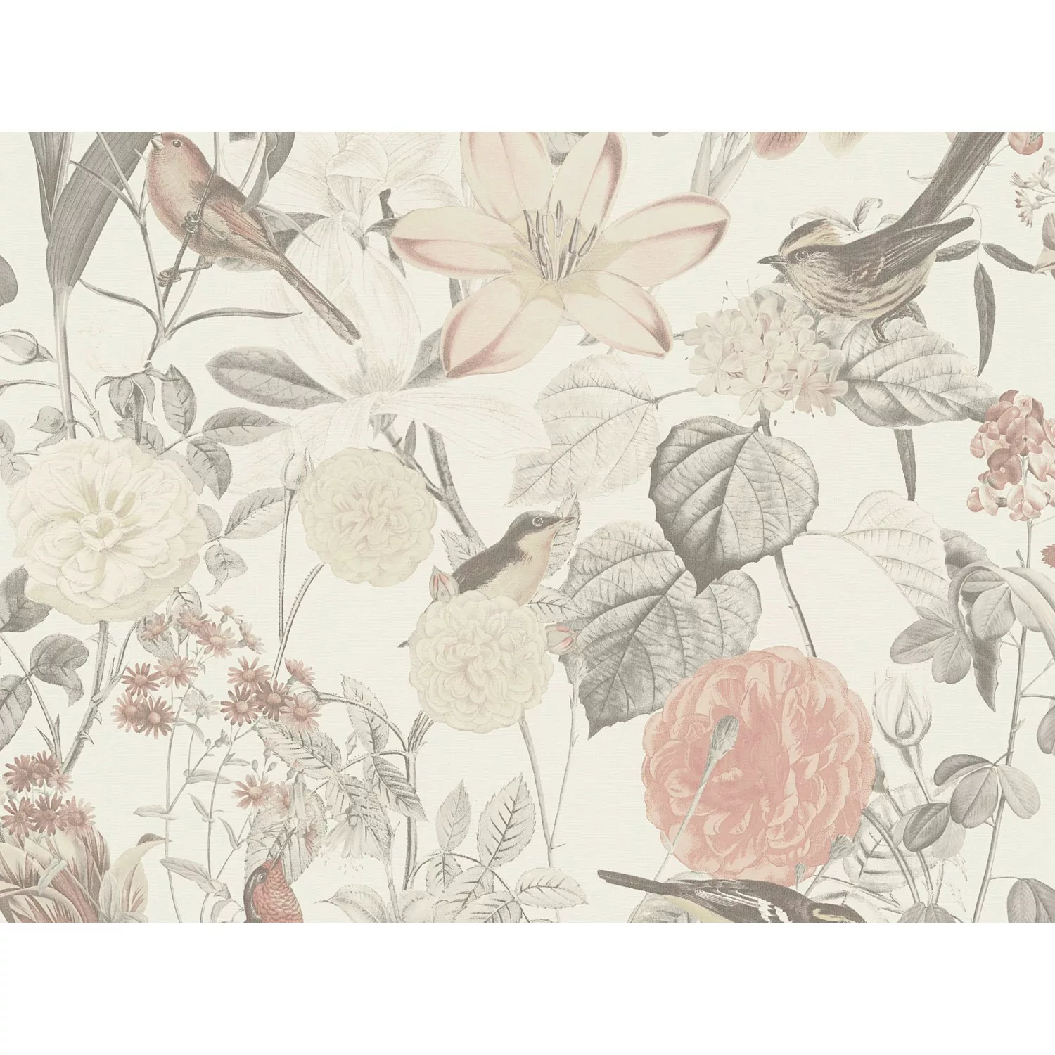 Bricoflor Englische Tapete mit Vögel Muster Rot Gelb Creme Vintage Blumenta günstig online kaufen