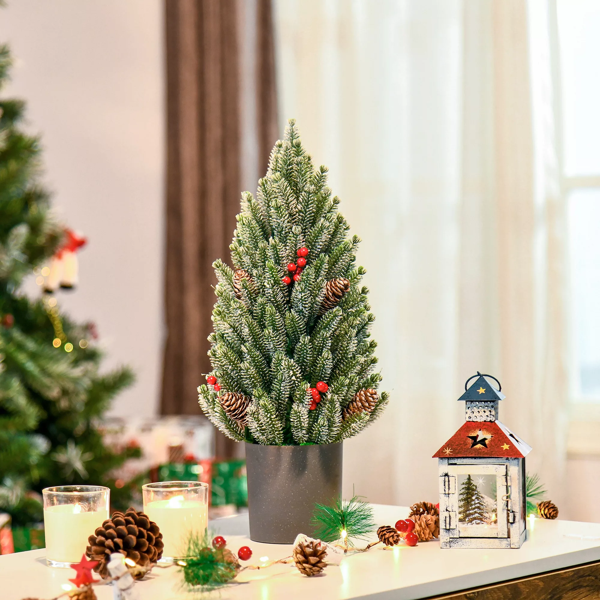 HOMCOM Künstlicher Weihnachtsbaum Tisch-Christbaum 170 Äste schneebedecktes günstig online kaufen