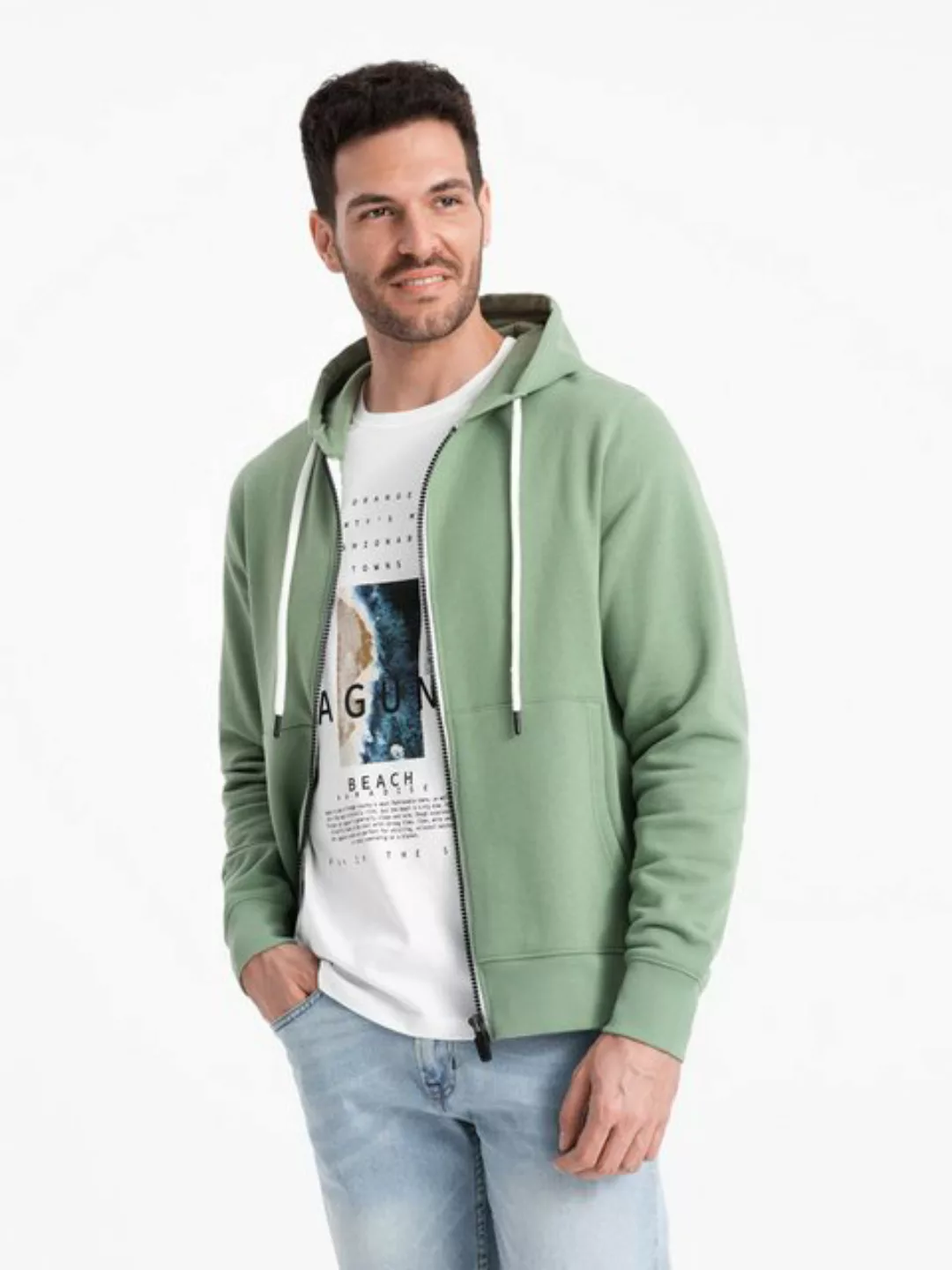 OMBRE Kapuzenpullover BASIC Herren Sweatshirt mit Reißverschluss und Kapuze günstig online kaufen