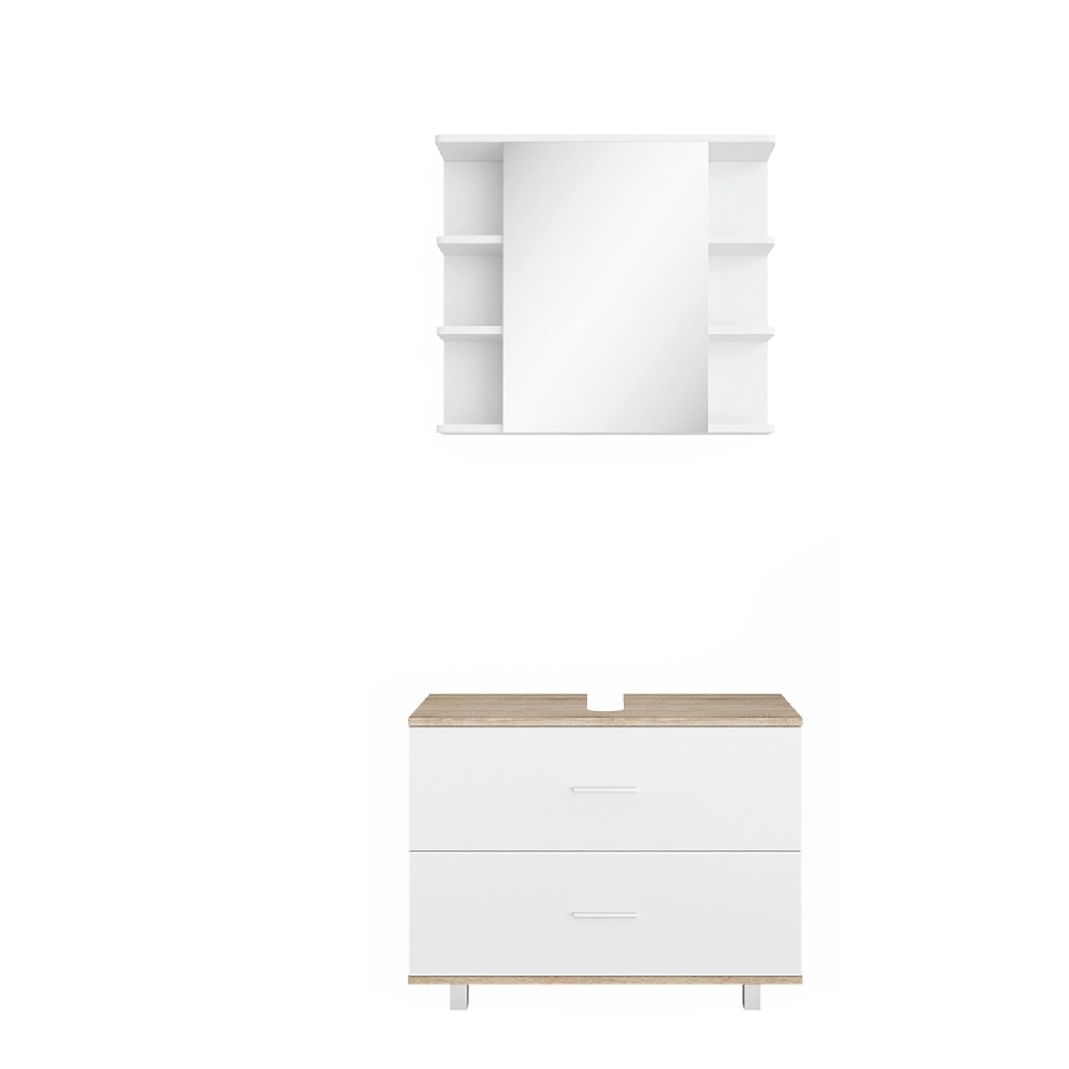 Vicco Badmöbel-Set Ilias Sonoma/Weiß 2 Teile Unterschrank 80 cm günstig online kaufen