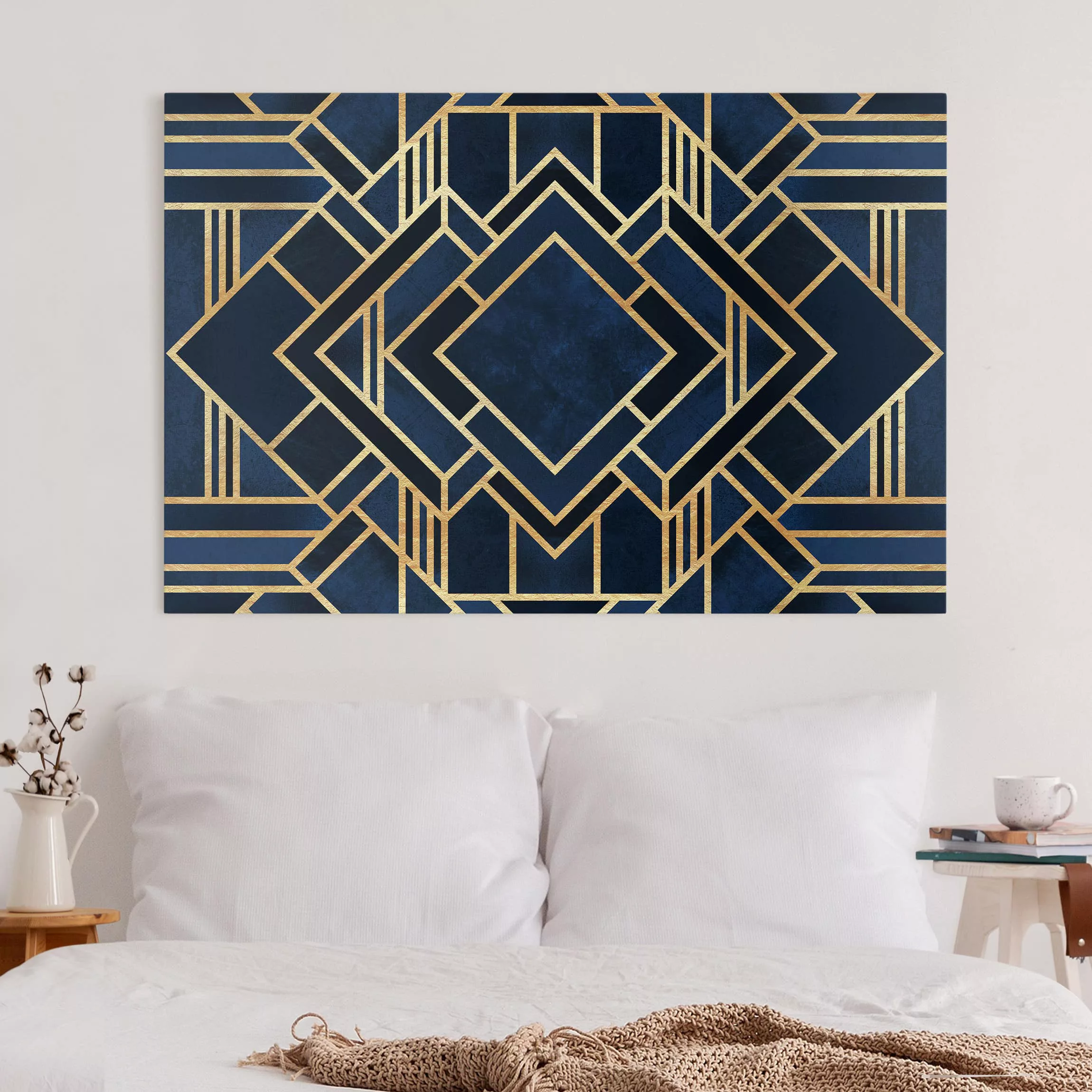 Leinwandbild Abstrakt - Querformat Art Deco Gold günstig online kaufen