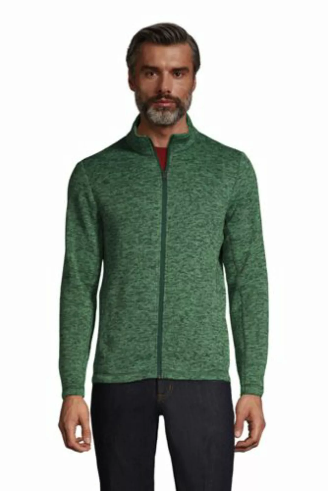 Strickfleece-Jacke mit Reißverschluss, Herren, Größe: L Normal, Grün, by La günstig online kaufen