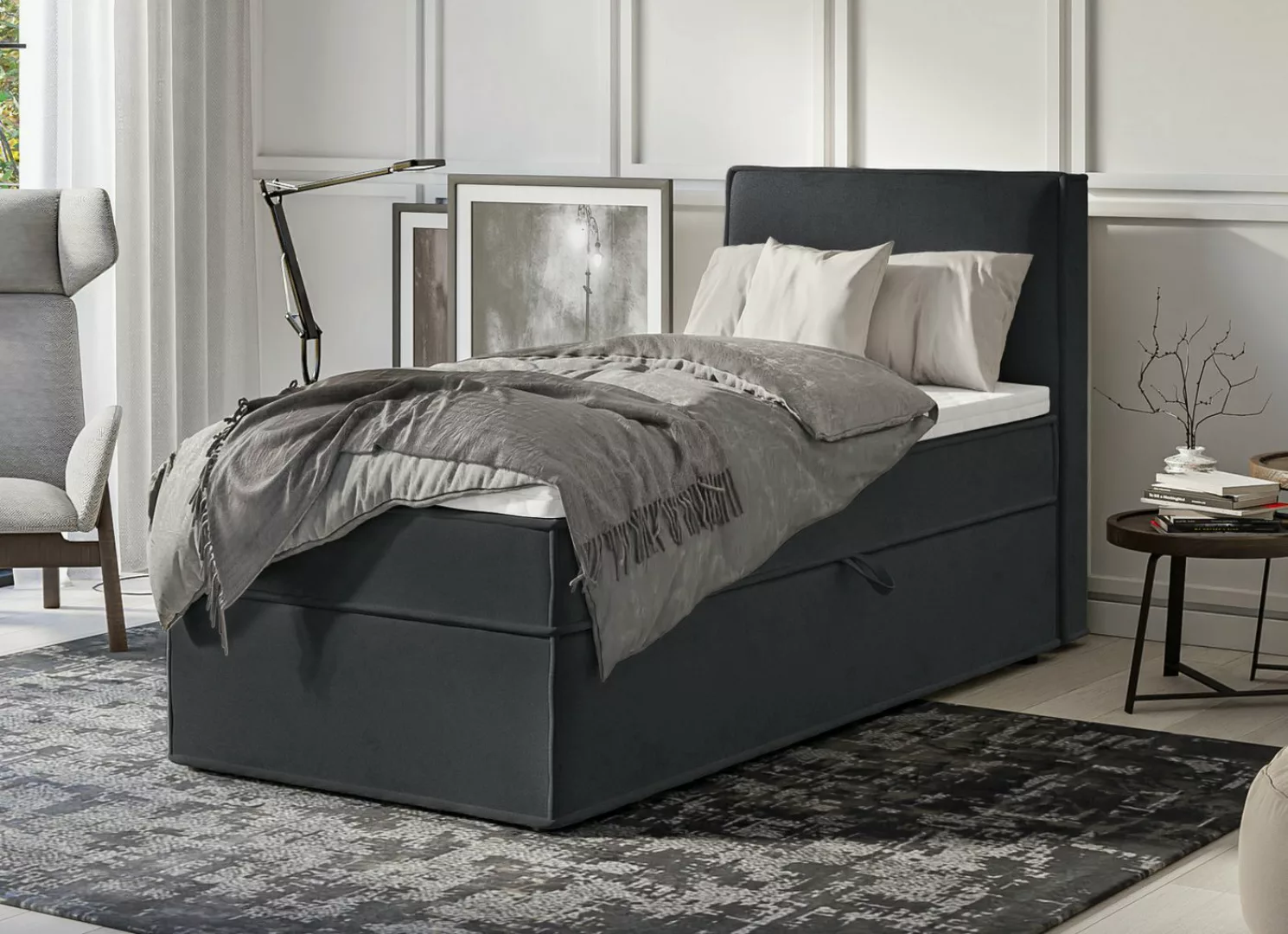 S-Style Möbel Boxspringbett Plaza mit Topper und Bettkästen aus Luxusmicrof günstig online kaufen