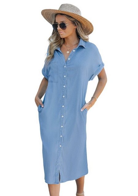 Cupshe Strandkleid Maxikleid Lässiges Frühlings-Denim-Kleid mit Seitentasch günstig online kaufen